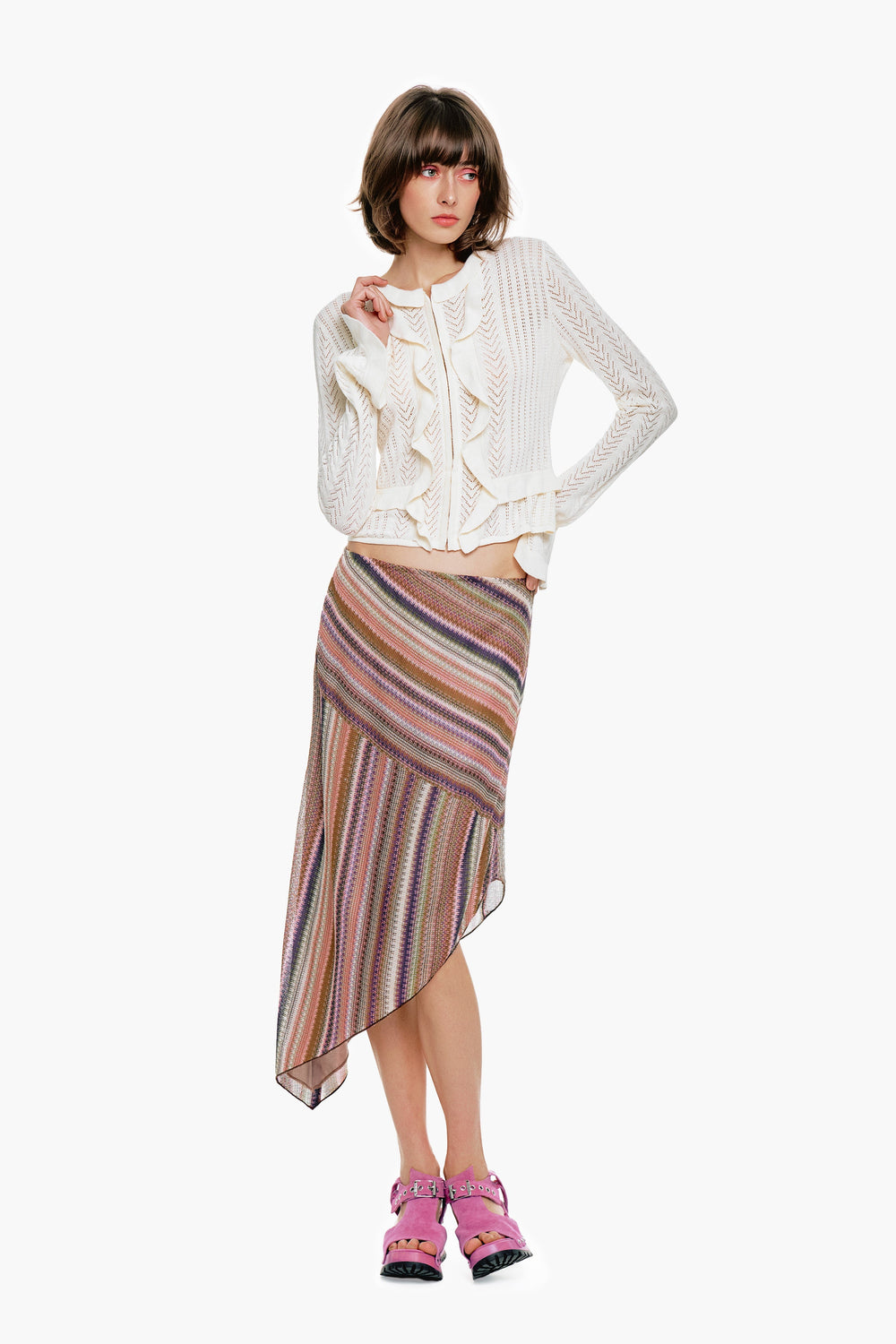 Victorian Pointelle Knitwear Cardigan - Cream - Anna Sui Discount