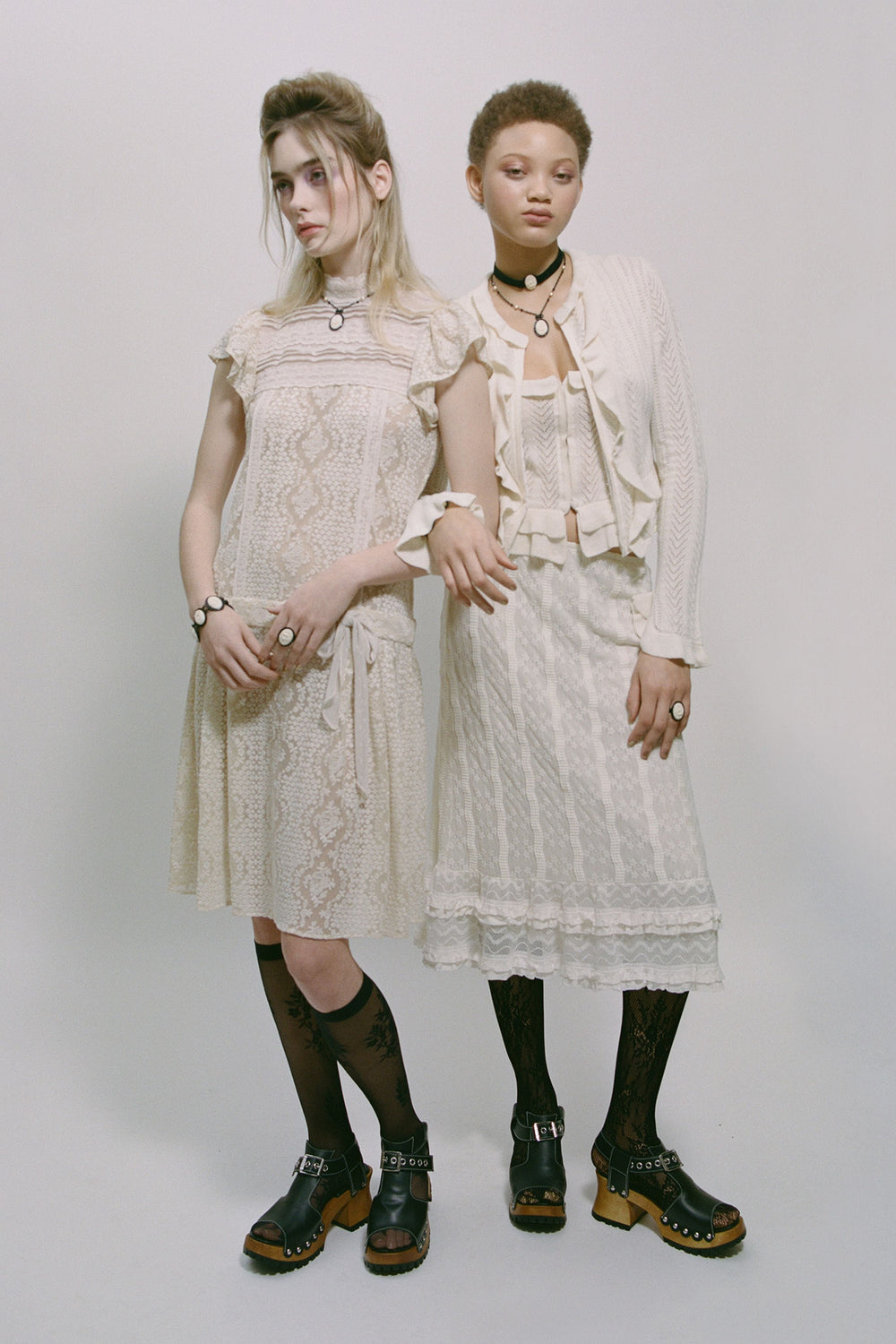 Victorian Pointelle Knitwear Cardigan - Cream - Anna Sui Discount