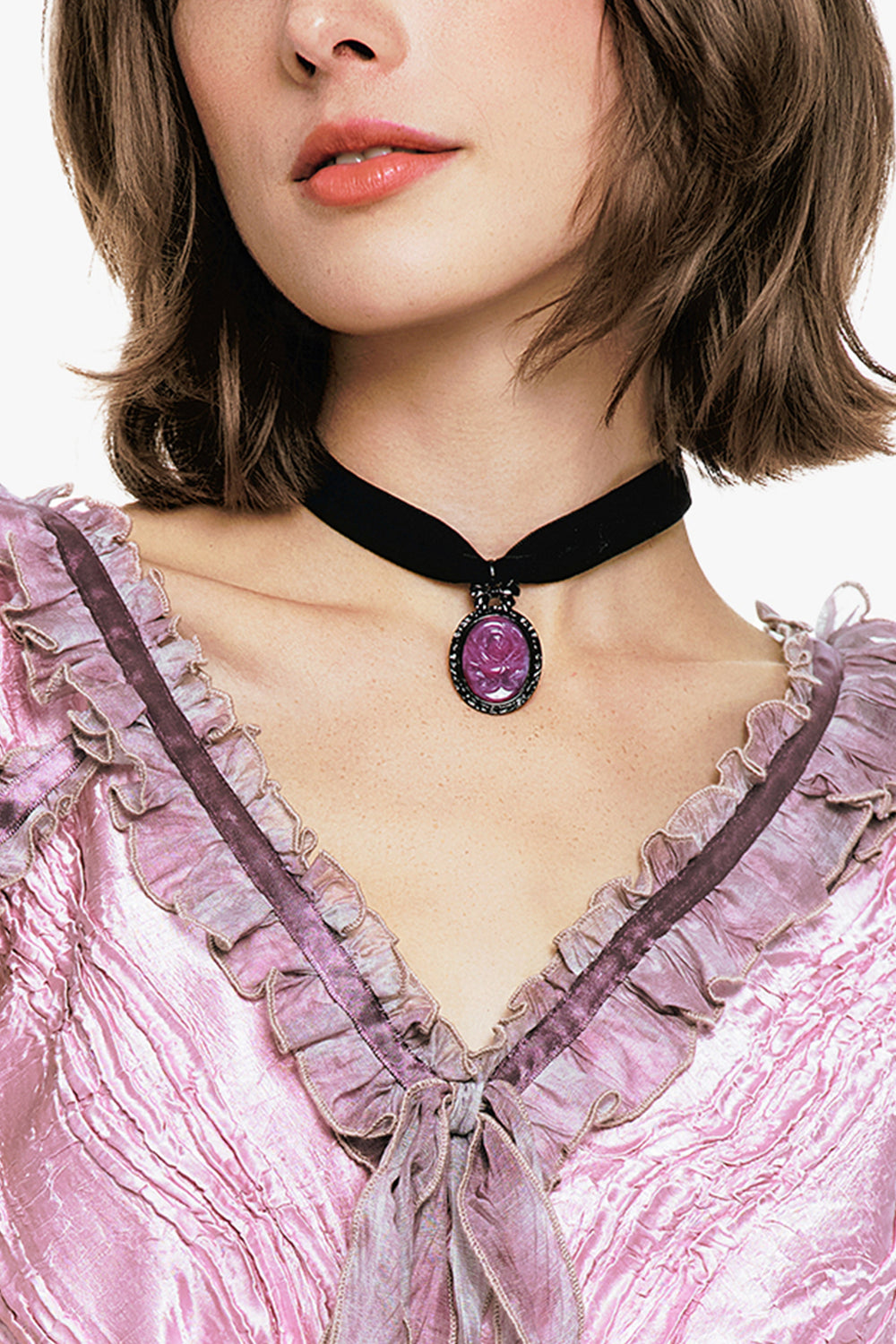 Rose Drop Choker Necklace - Dusty Rose - Anna Sui Discount