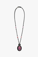 Carved Rose Victorian Frame Necklace - Dusty Rose - Anna Sui US