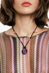 Carved Rose Victorian Frame Necklace - Dusty Rose - Anna Sui US