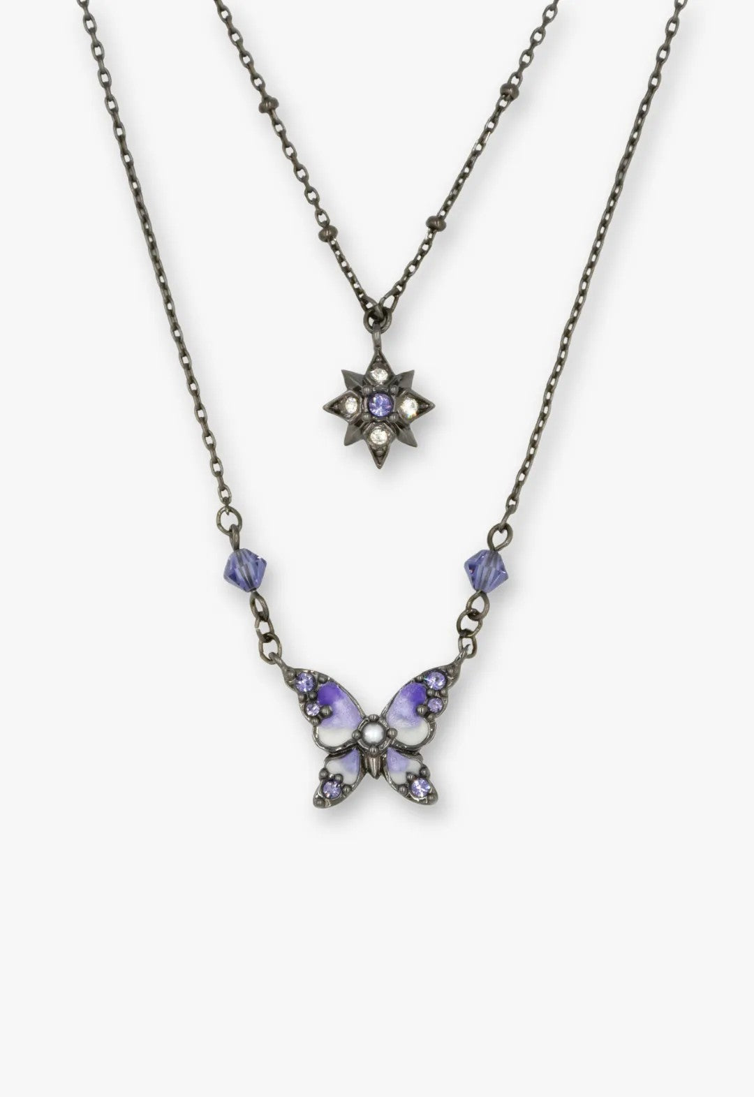 Shining Butterfly Necklace - Purple Gunmetal - Anna Sui Outlet