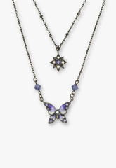 Shining Butterfly Necklace - Purple Gunmetal - Anna Sui Outlet