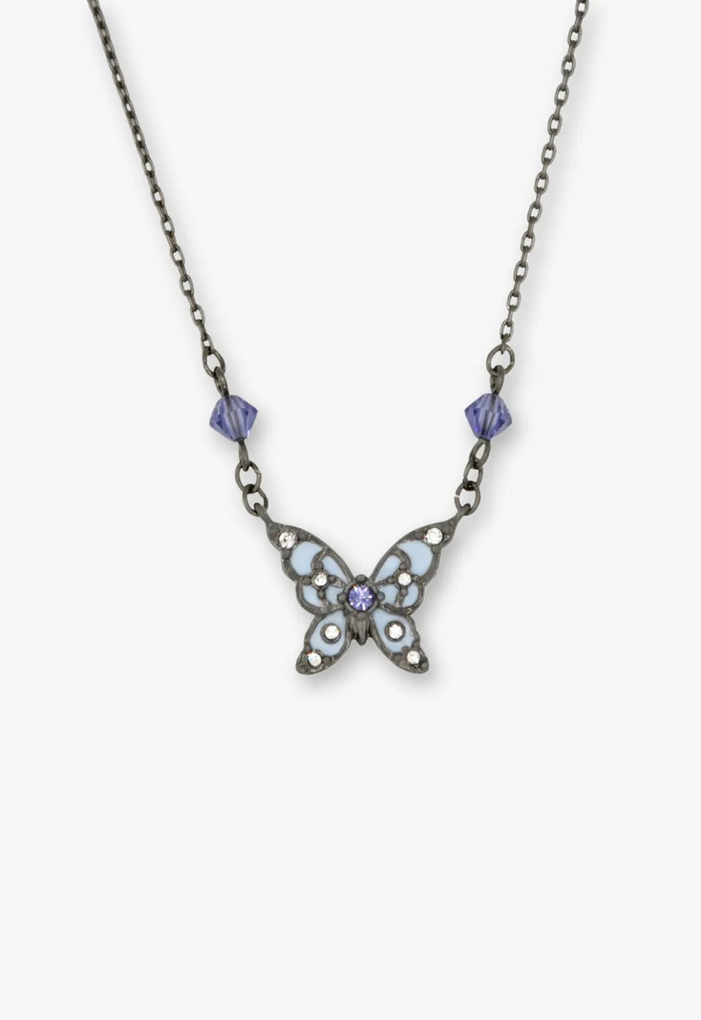 Shining Butterfly Necklace - Purple Gunmetal - Anna Sui Outlet