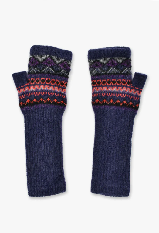 Anna Sui Fair Isle Fingerless Gloves- Purple - Anna Sui Online