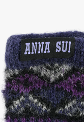 Anna Sui Fair Isle Fingerless Gloves- Purple - Anna Sui Online