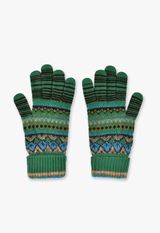 Anna Sui Fair Isle Gloves- Green - Anna Sui Sale