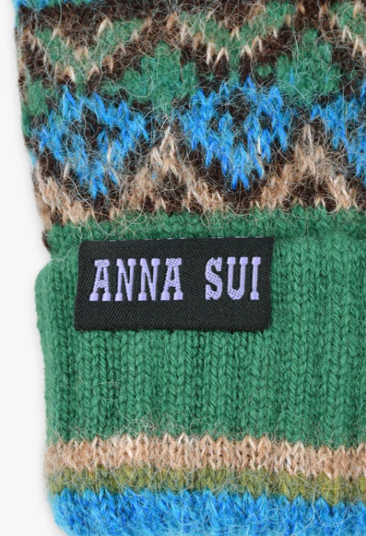 Anna Sui Fair Isle Gloves- Green - Anna Sui Sale