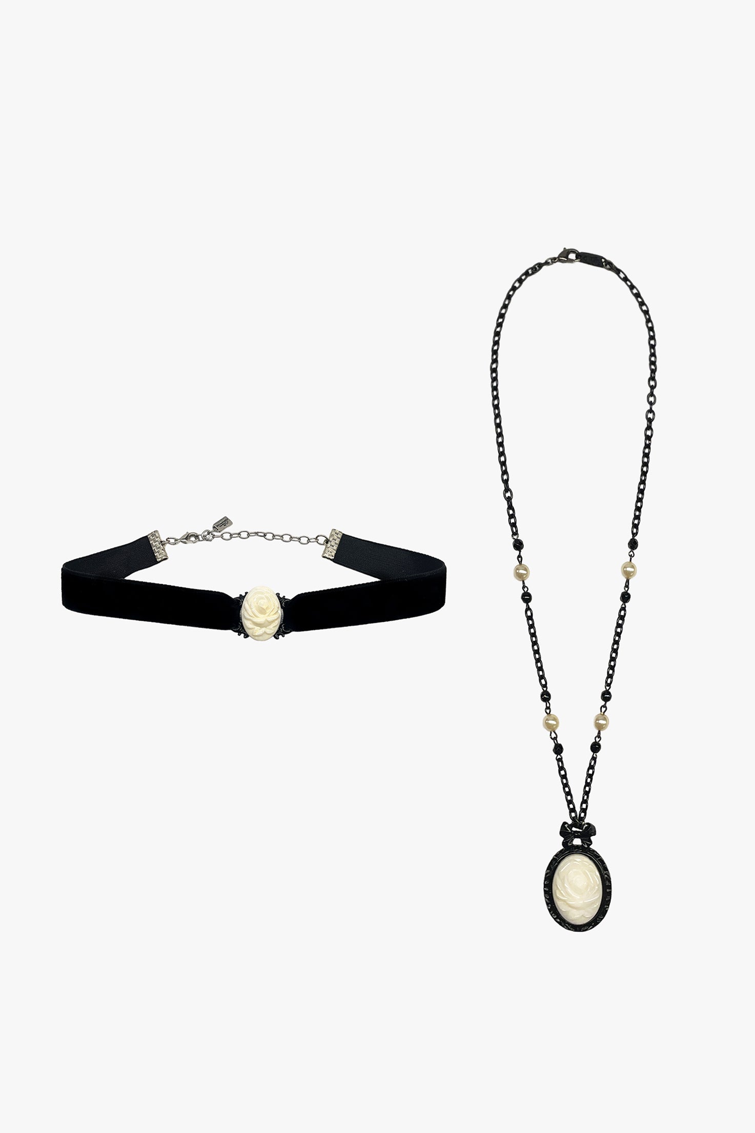 Carved Rose Victorian Necklace & Choker Set – Ivory - Anna Sui Online