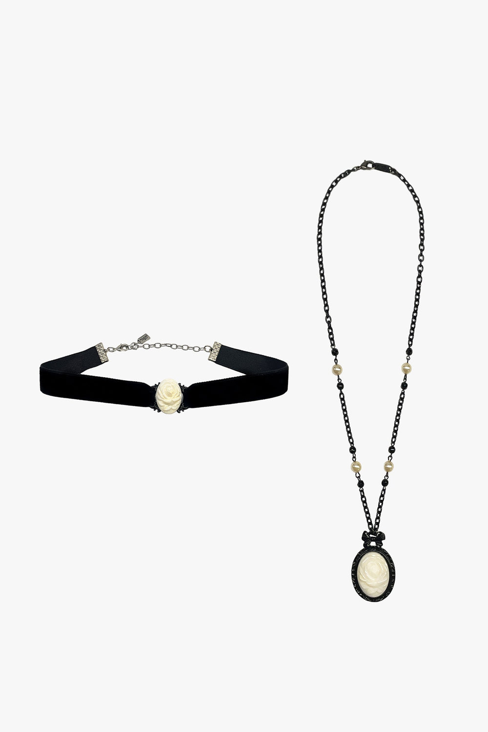 Carved Rose Victorian Necklace & Choker Set – Ivory - Anna Sui Online