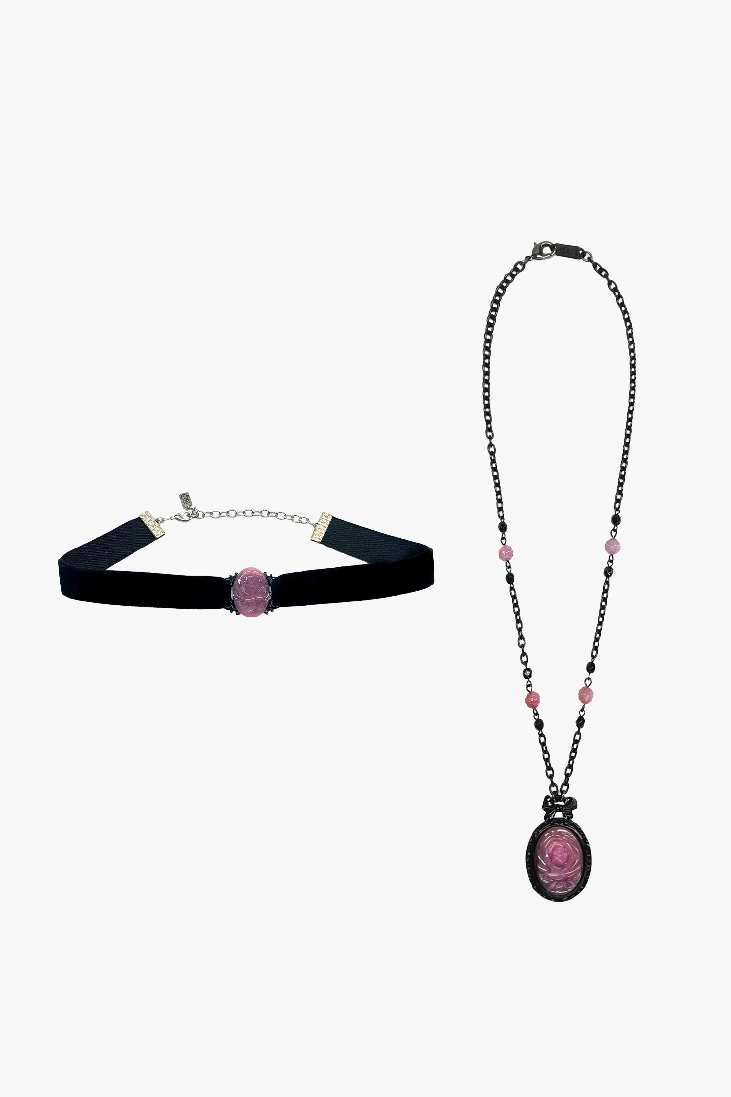 Carved Rose Victorian Necklace & Choker Set – Dusty Rose - Anna Sui Discount