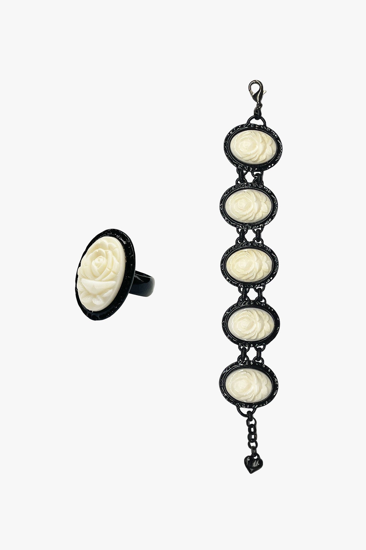 Carved Rose Bracelet & Ring Set – Ivory - Anna Sui Sale