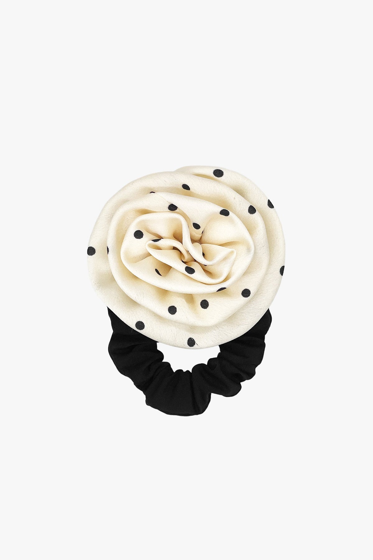 Satin Dot Flower Scrunchie - White - Anna Sui Sale