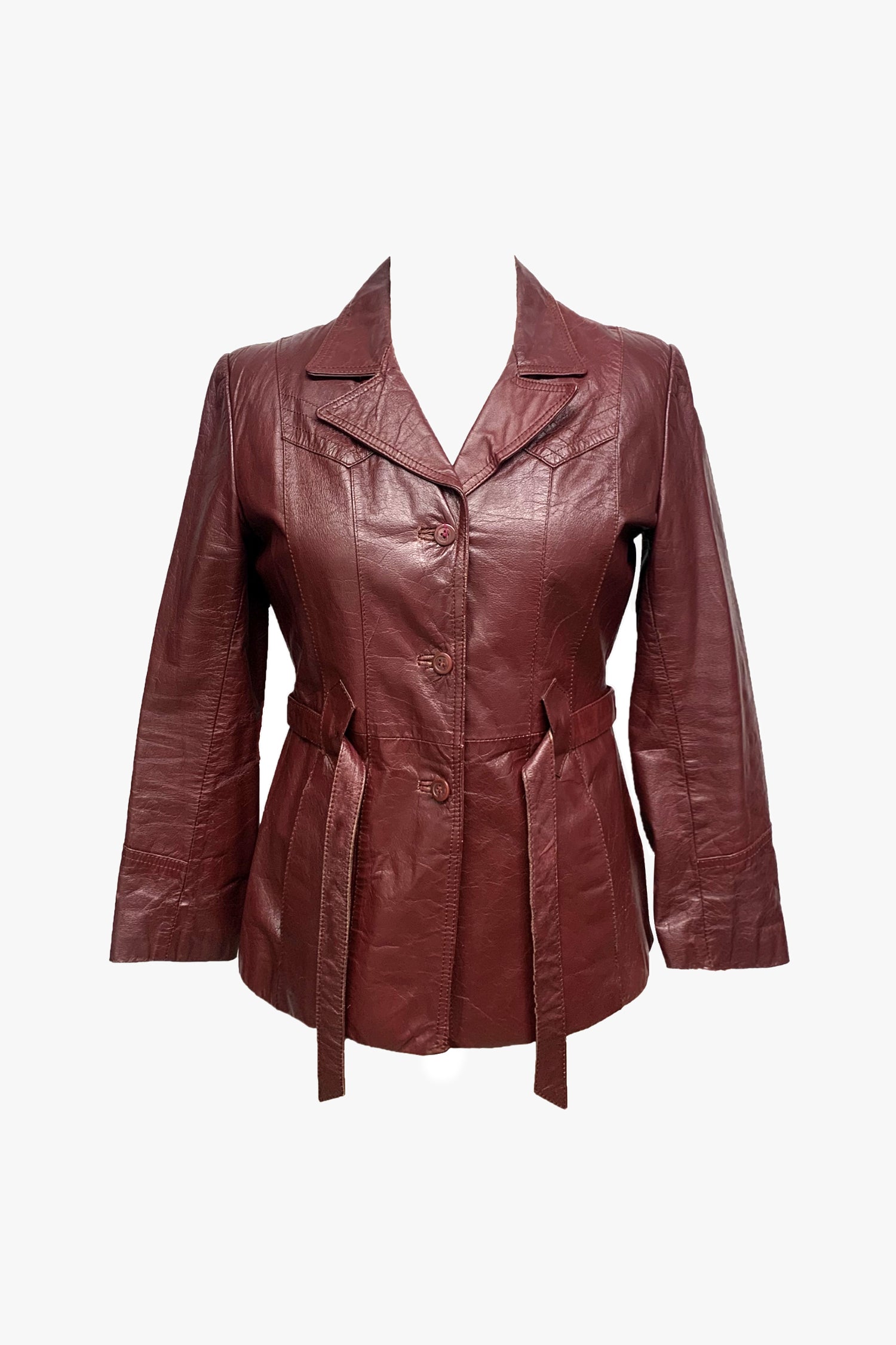 Vintage Leather Belted Coat with Removable Lining - Anna Sui US