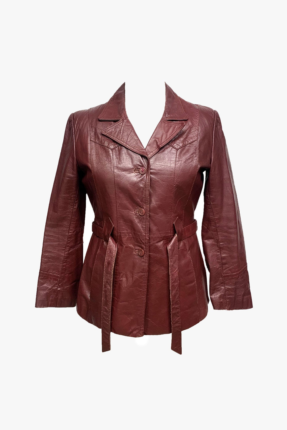 Vintage Leather Belted Coat with Removable Lining - Anna Sui US