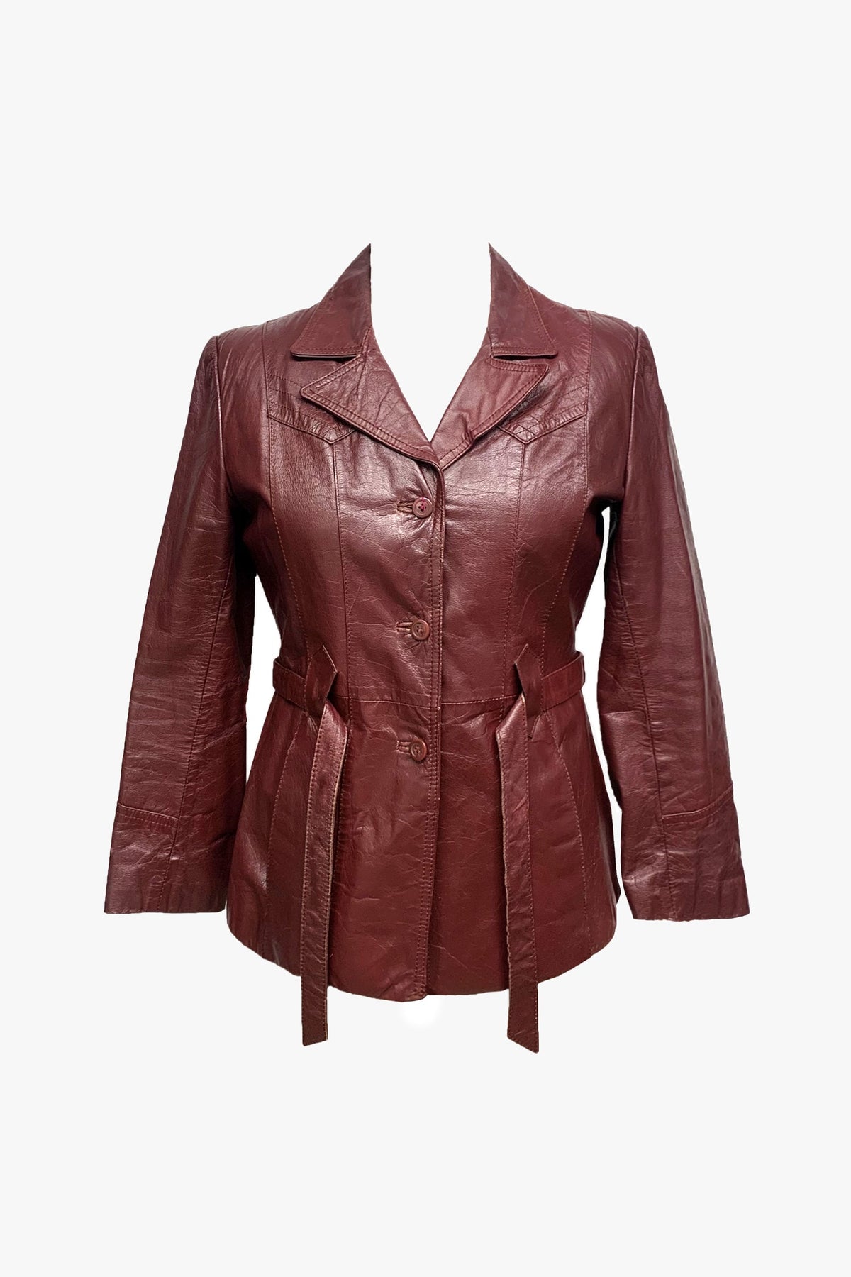 Vintage Leather Belted Coat with Removable Lining - Anna Sui US