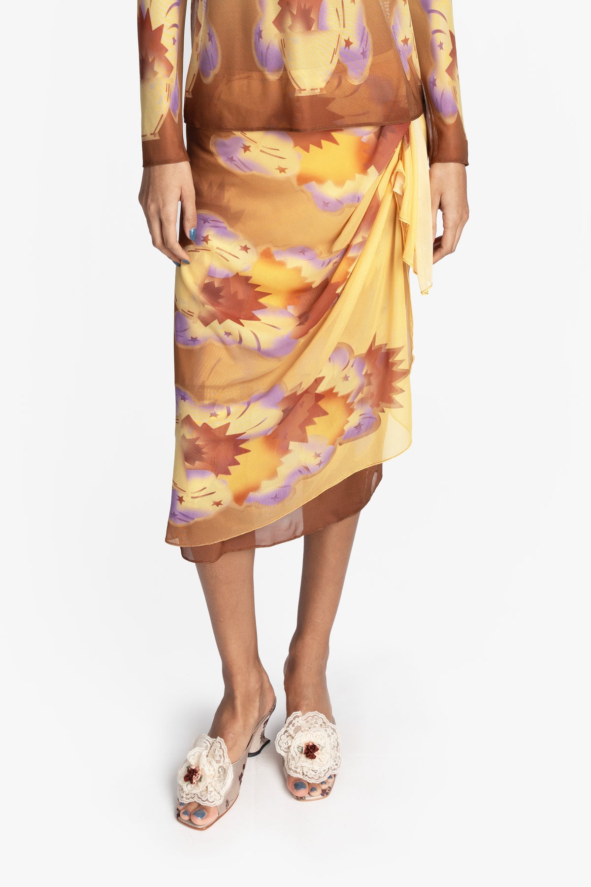 Sunburst Mesh Sarong Skirt - Anna Sui Outlet
