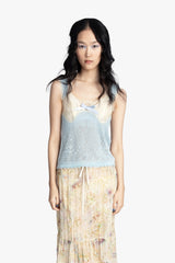Lingerie Lace Knit Camisole - Sky Blue - Anna Sui Online