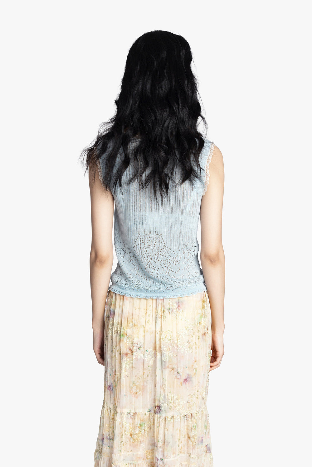 Lingerie Lace Knit Camisole - Sky Blue - Anna Sui Online