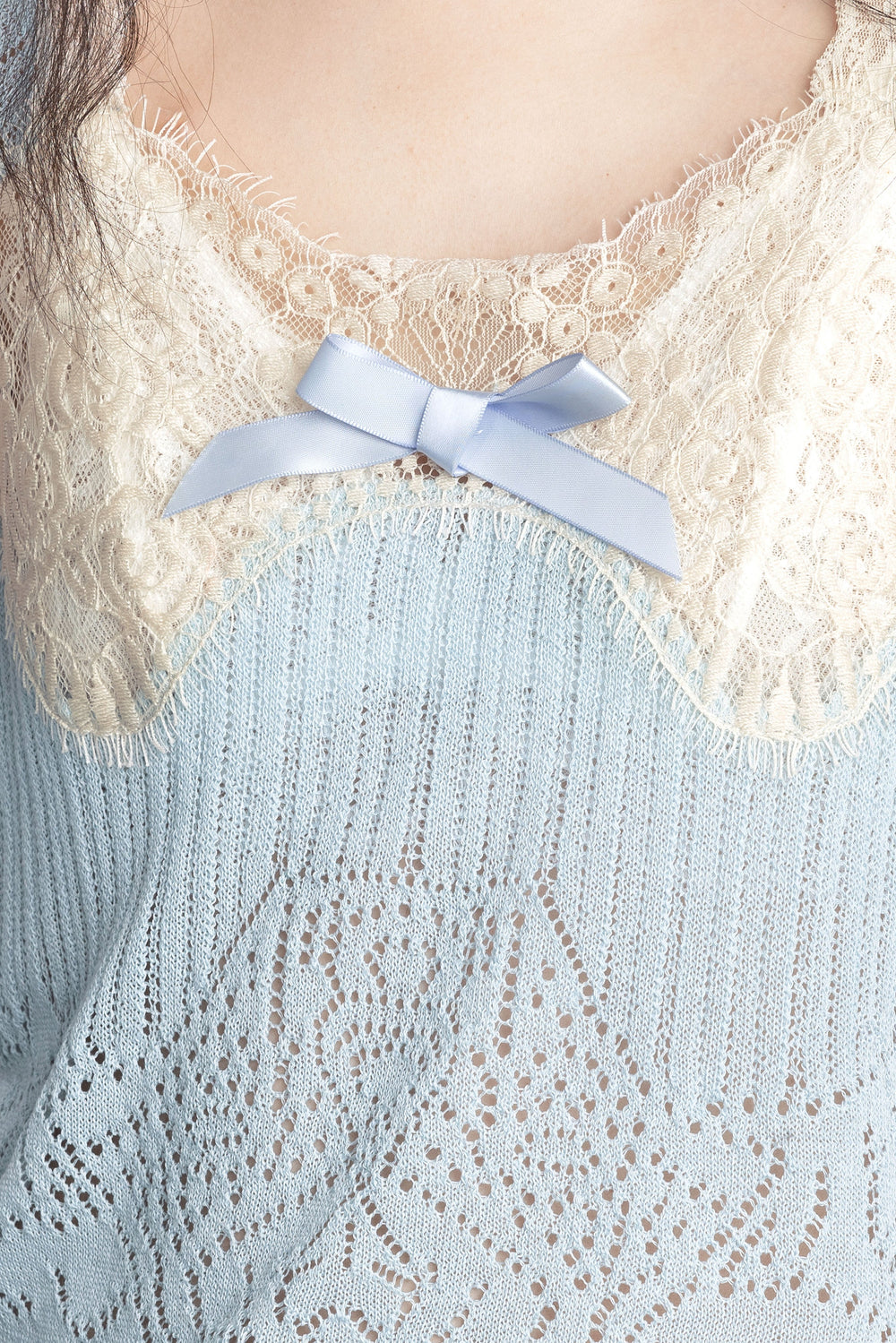 Lingerie Lace Knit Camisole - Sky Blue - Anna Sui Online