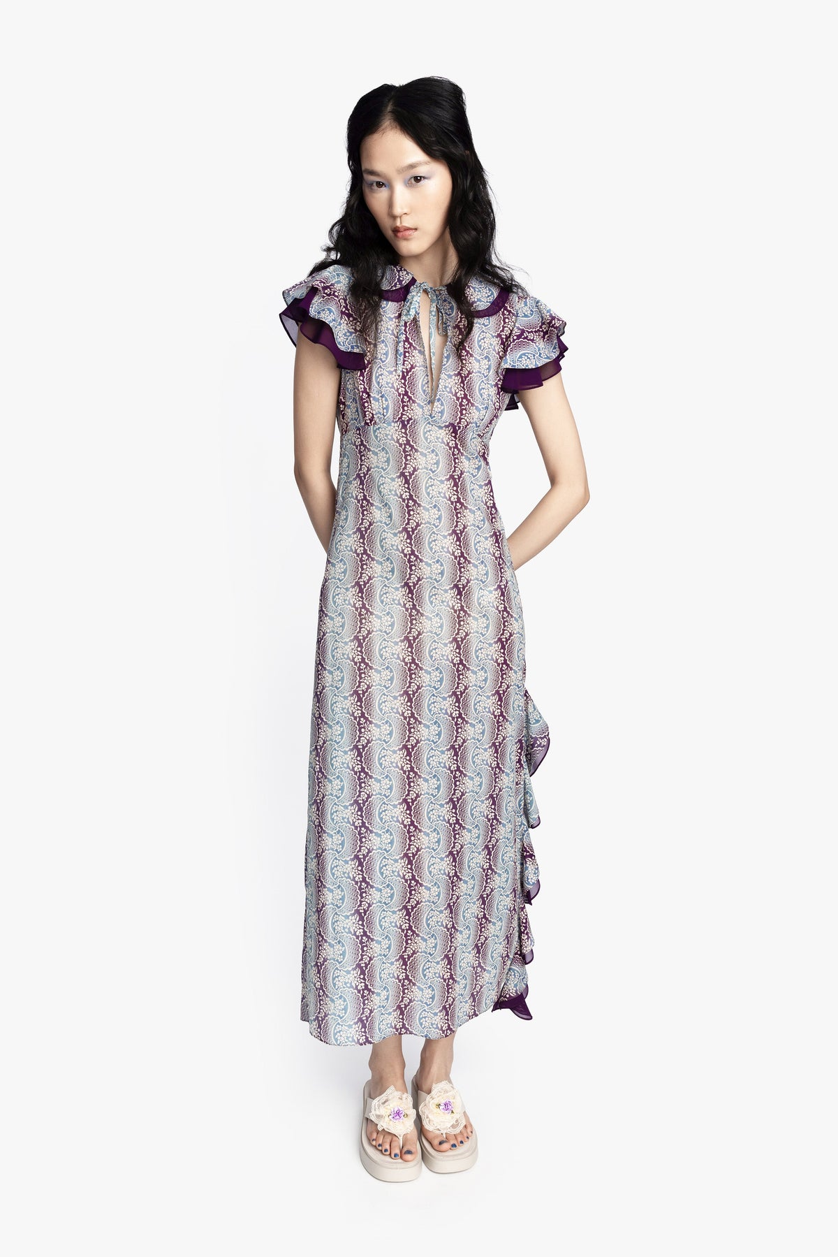 Ombre Ribbons Cotton Ruffle Dress - Anna Sui Sale