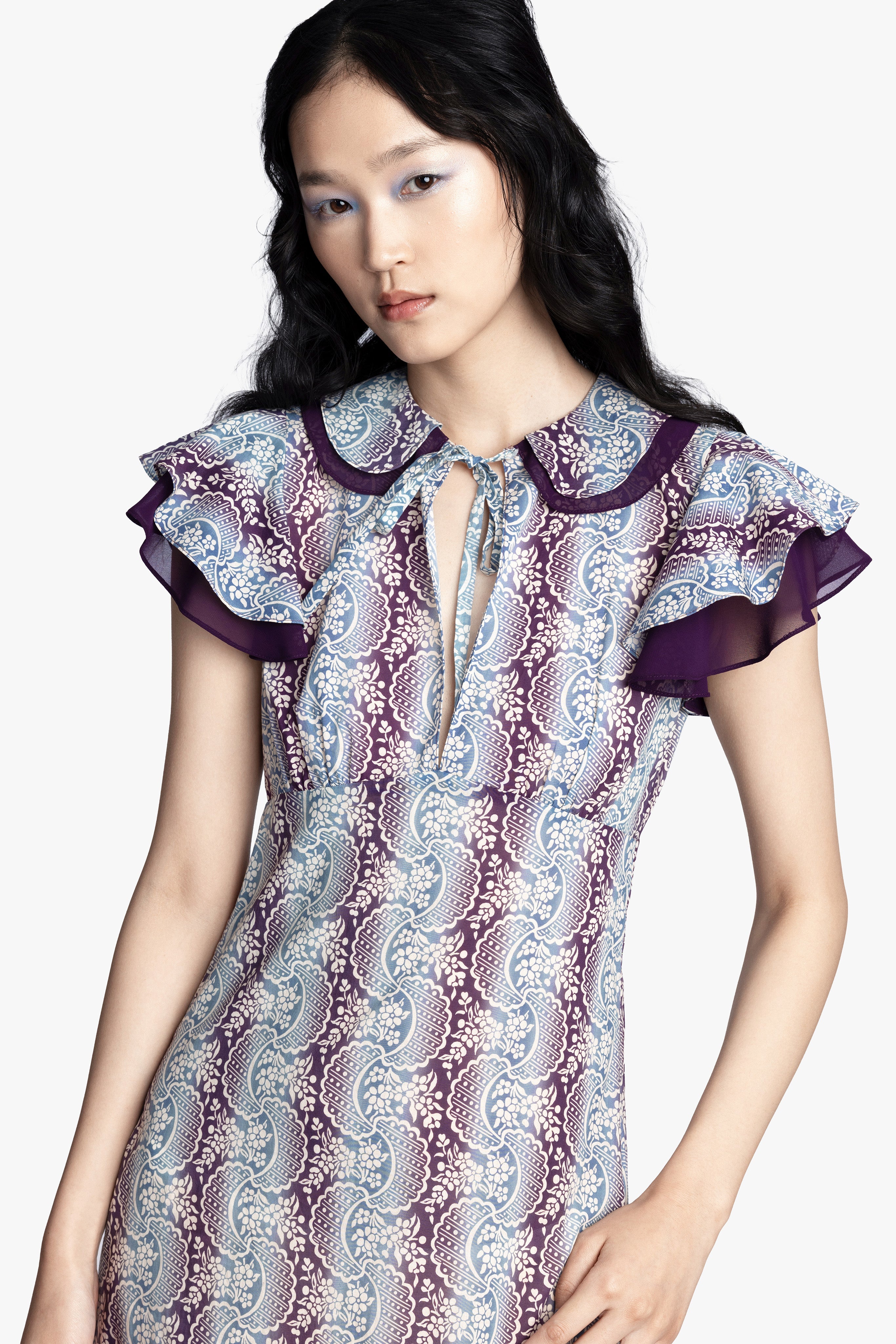 Ombre Ribbons Cotton Ruffle Dress - Anna Sui Sale