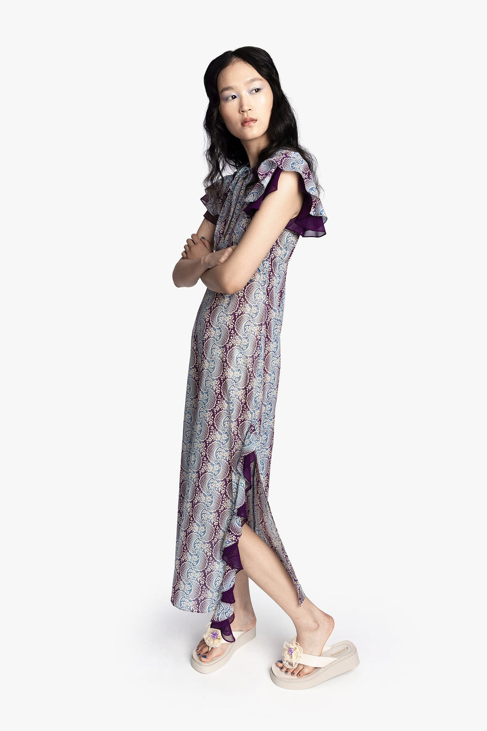Ombre Ribbons Cotton Ruffle Dress - Anna Sui Sale
