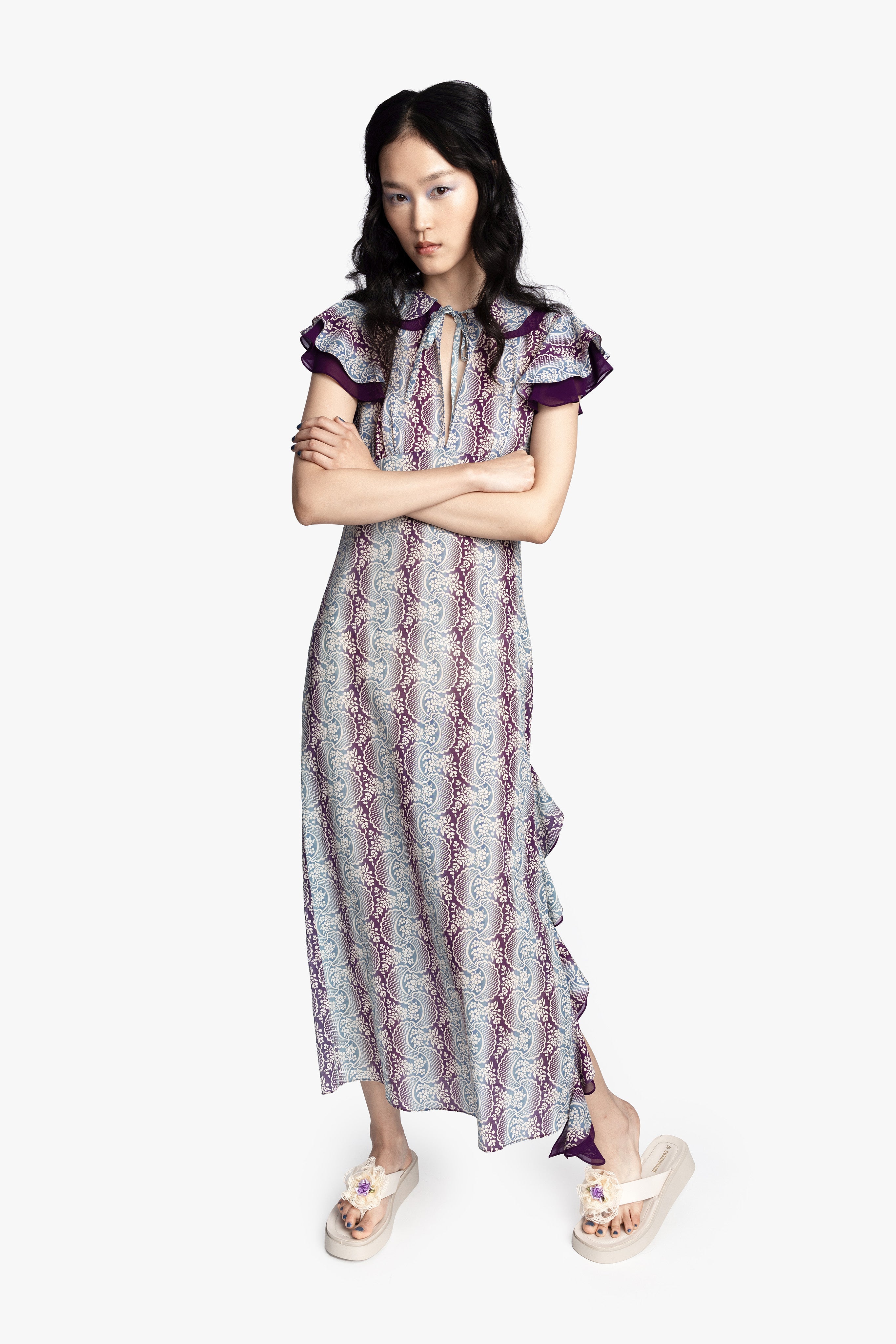 Ombre Ribbons Cotton Ruffle Dress - Anna Sui Sale