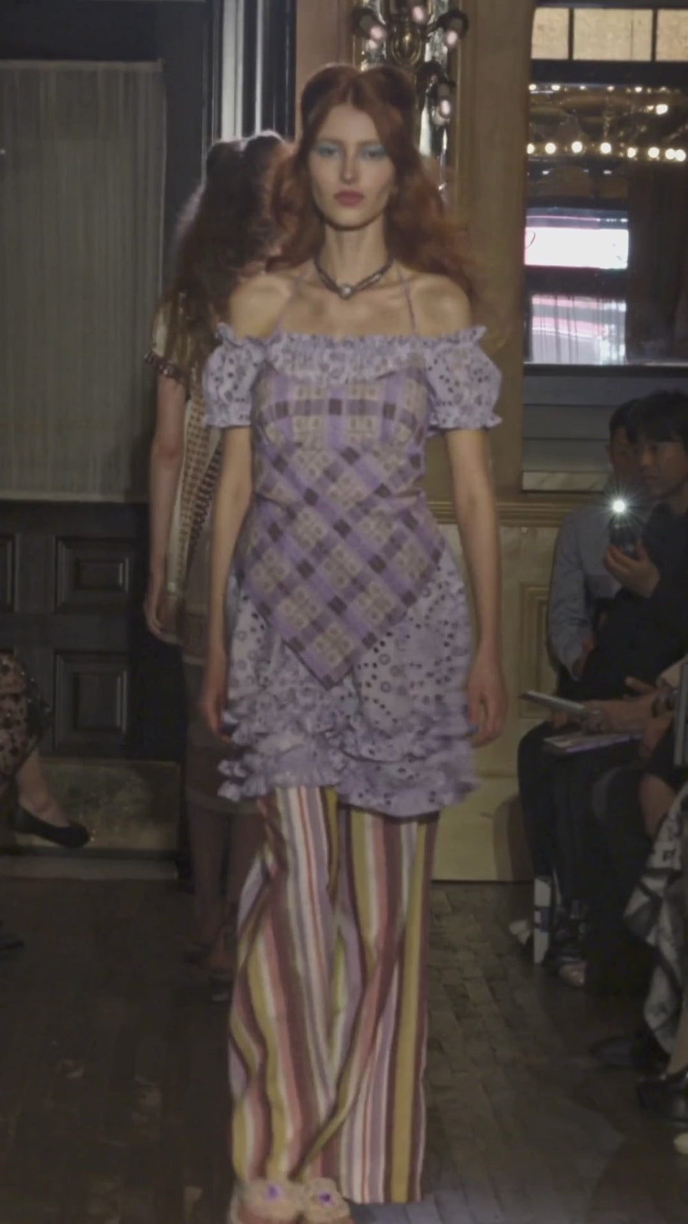 Plaid Blossom Top Apron - Anna Sui Online