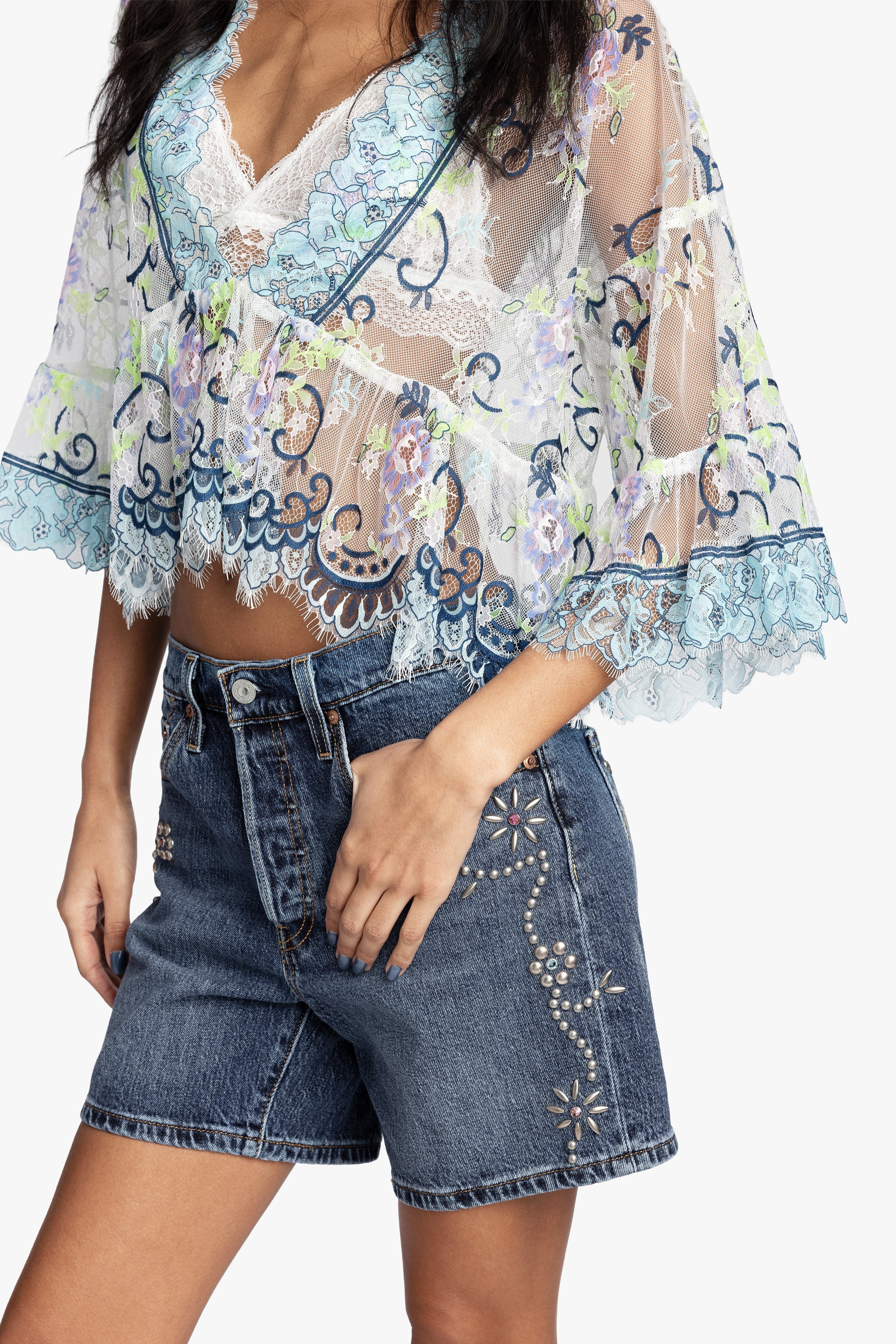 Lady Chatterley's Lace V-Neck Top - Anna Sui US