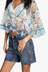 Lady Chatterley's Lace V-Neck Top - Anna Sui US