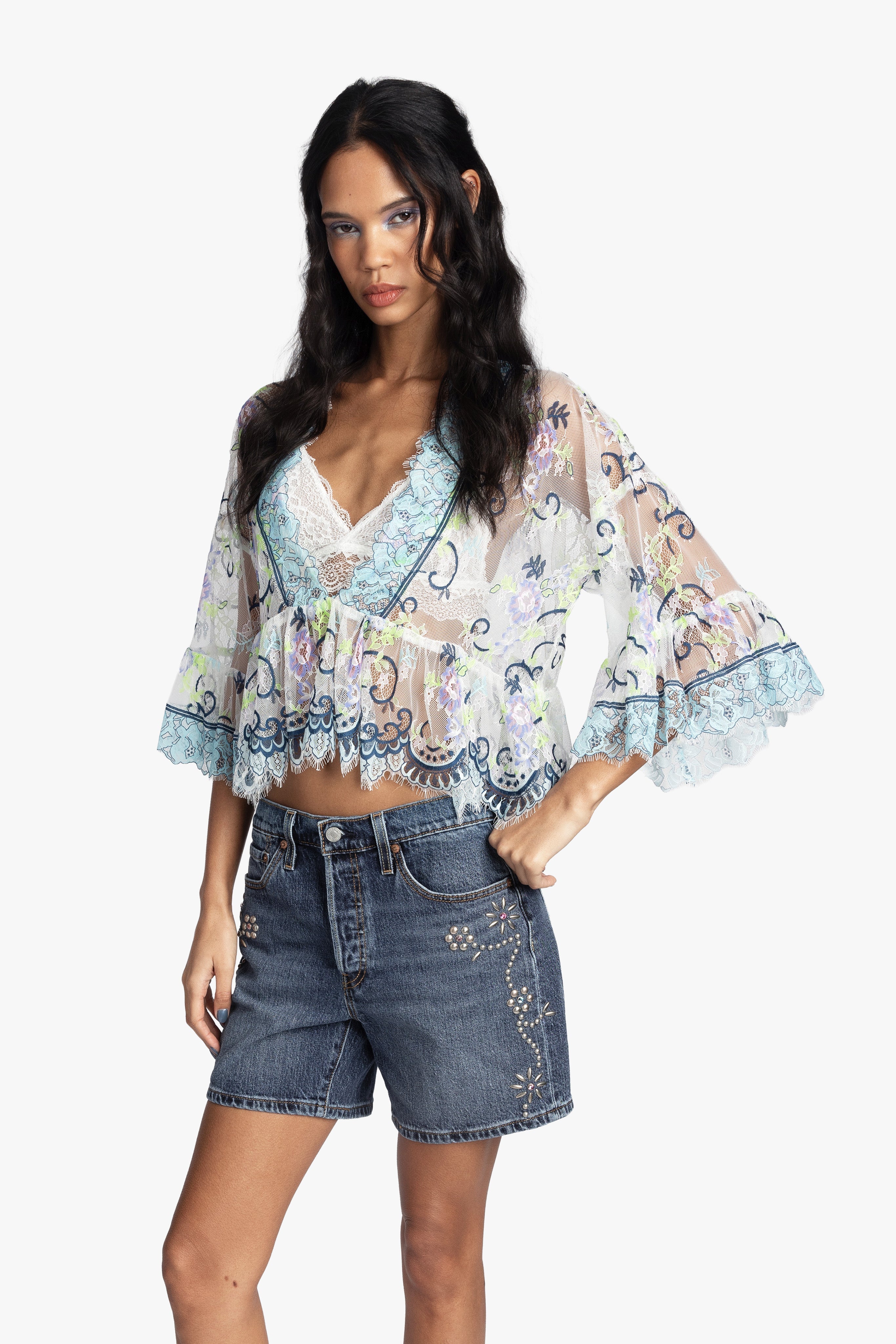 Lady Chatterley's Lace V-Neck Top - Anna Sui US