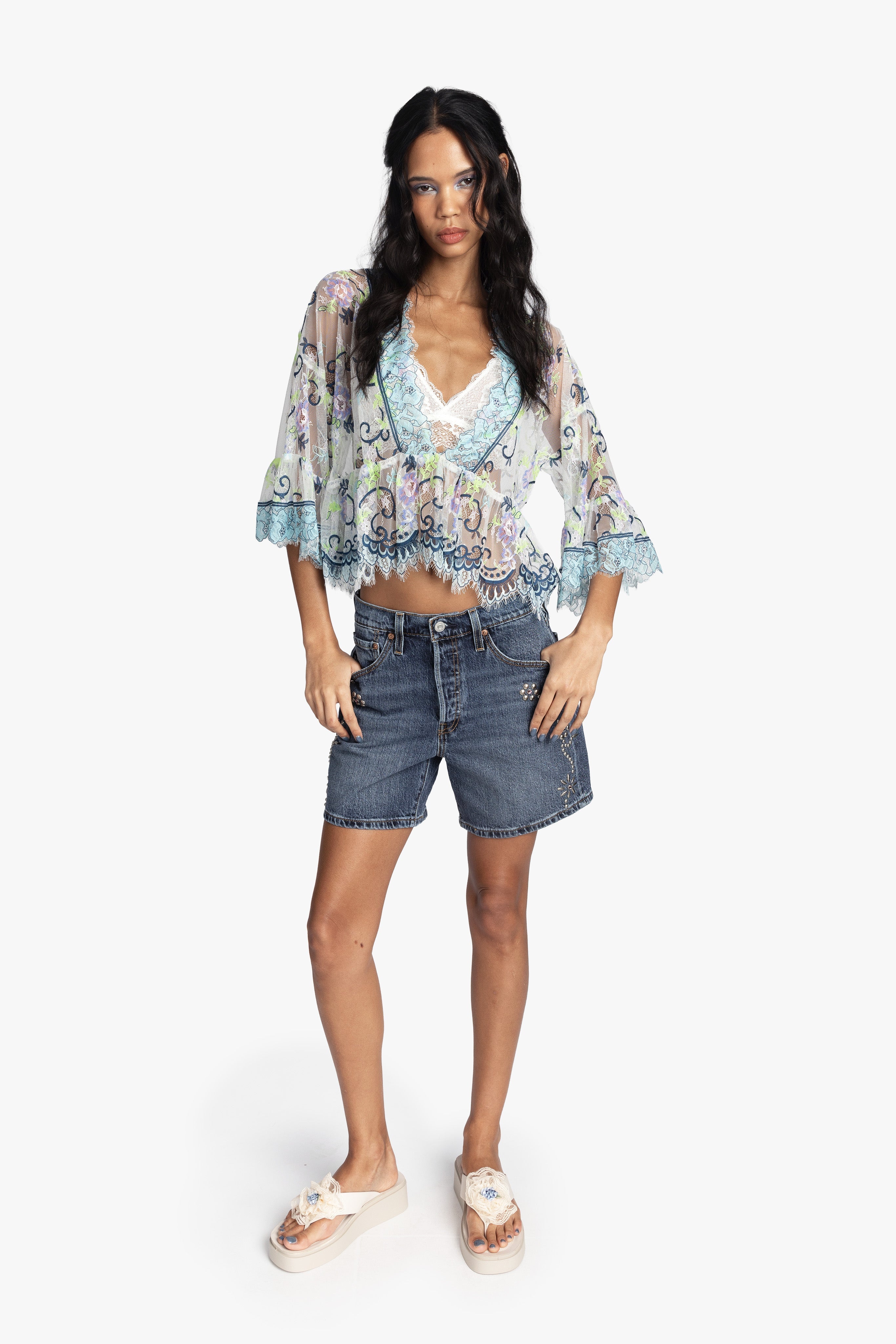 Lady Chatterley's Lace V-Neck Top - Anna Sui US