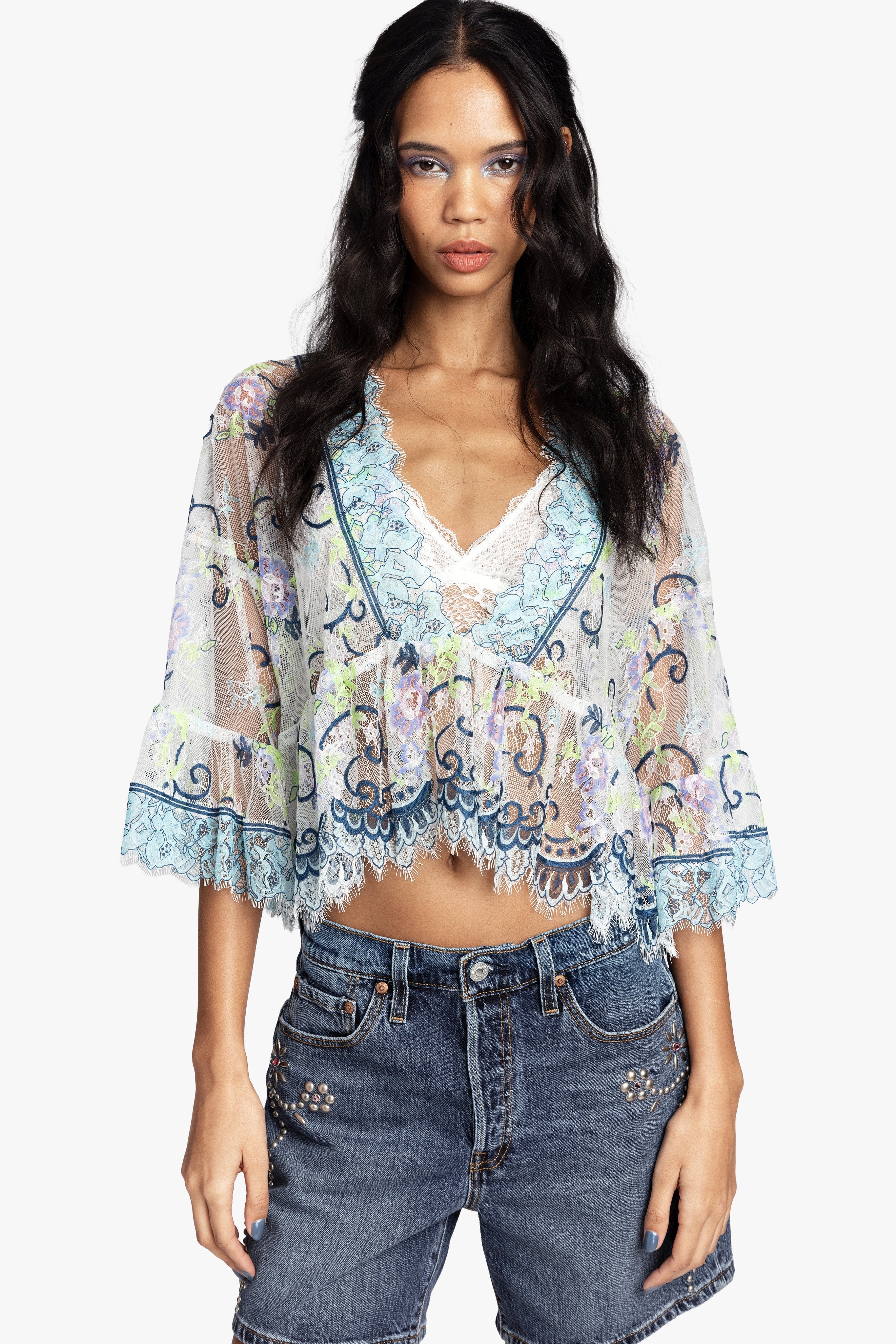 Lady Chatterley's Lace V-Neck Top - Anna Sui US