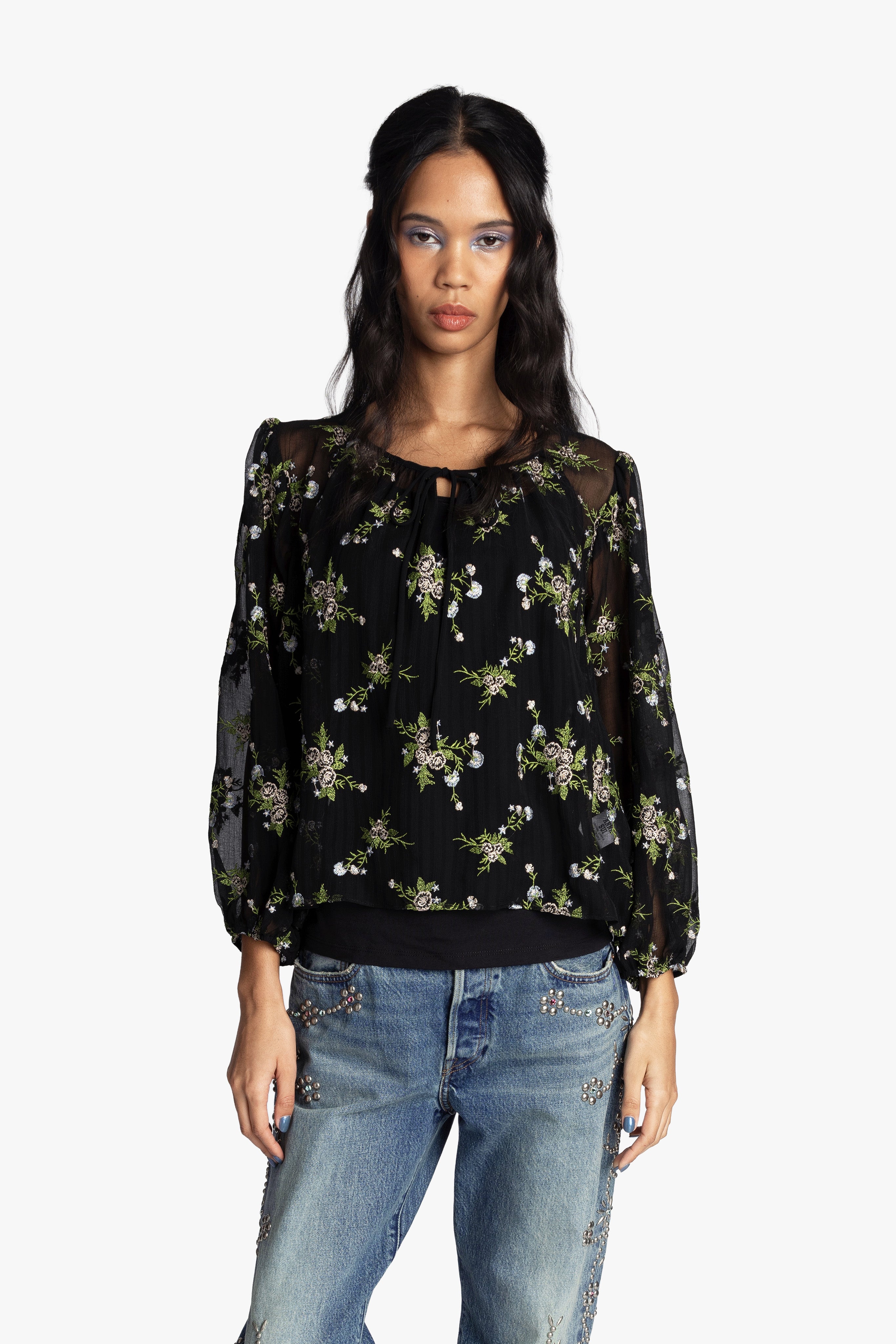 Bluebell Embroidered Chiffon Blouse - Anna Sui Discount