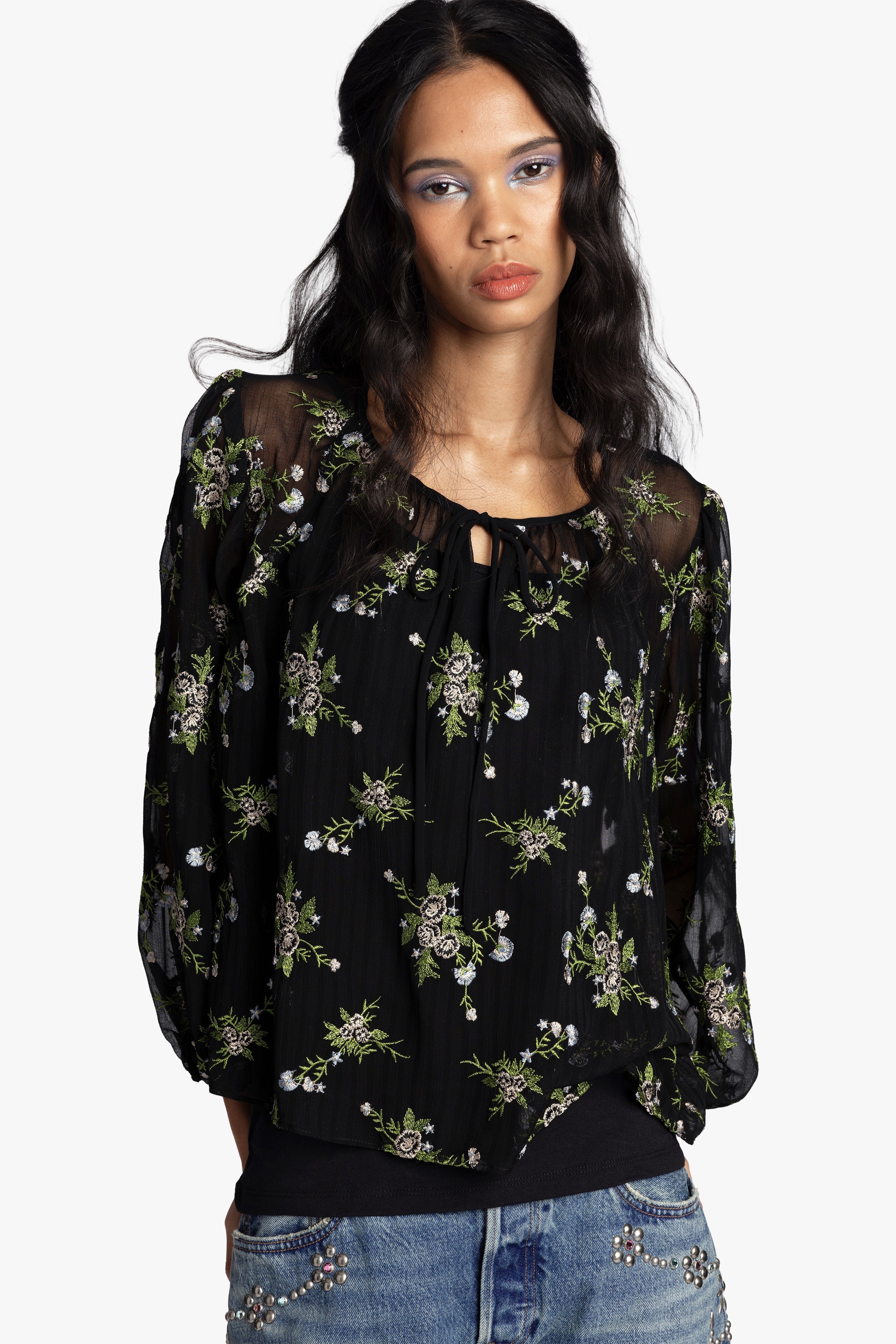 Bluebell Embroidered Chiffon Blouse - Anna Sui Discount