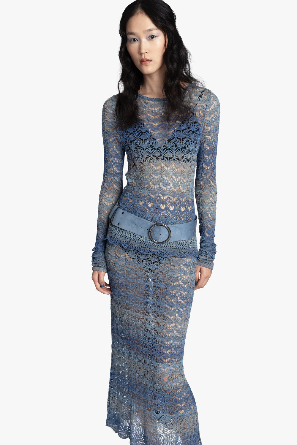 Ombre Space Dye Crochet Skirt - Twilight - Anna Sui Online