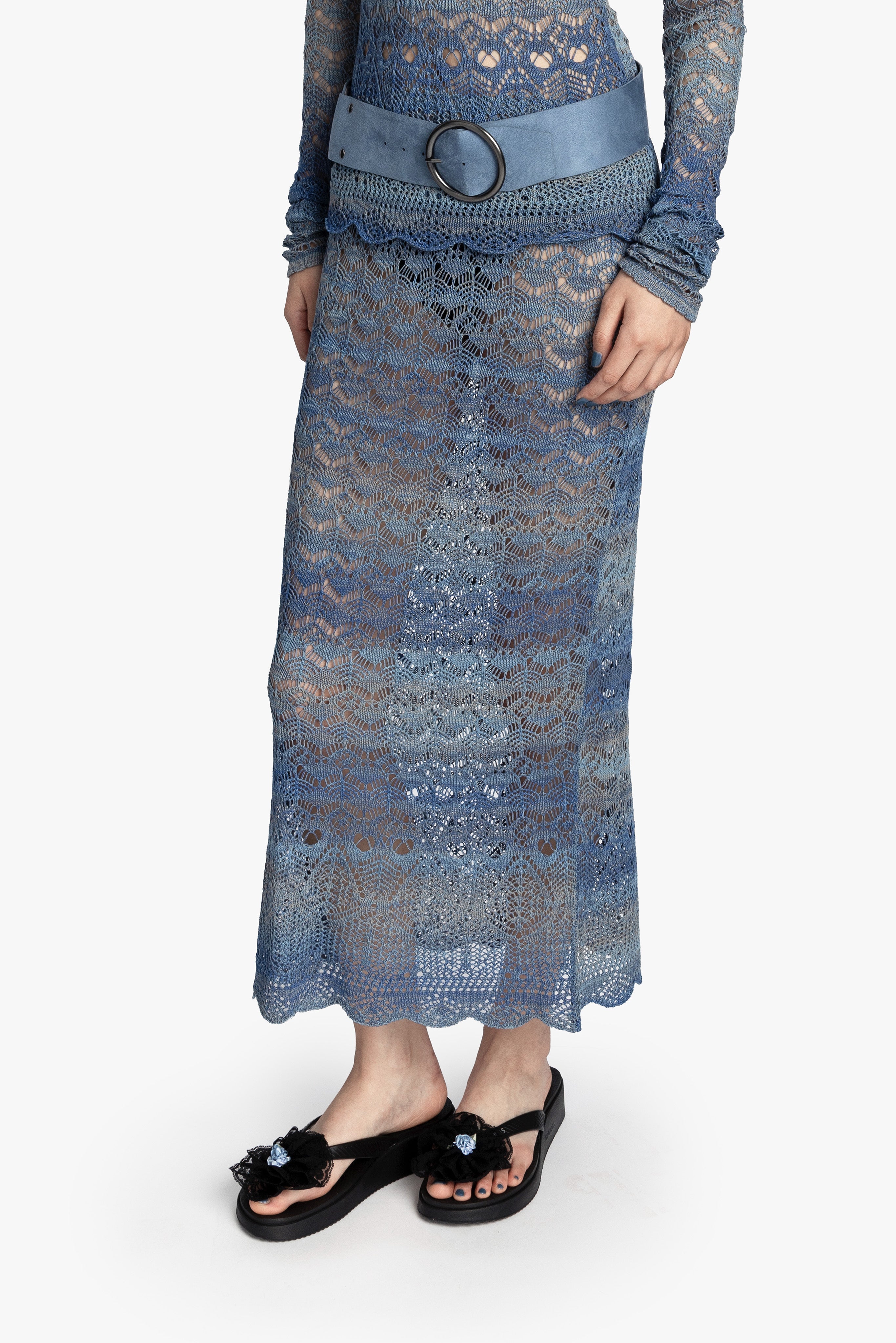 Ombre Space Dye Crochet Skirt - Twilight - Anna Sui Online