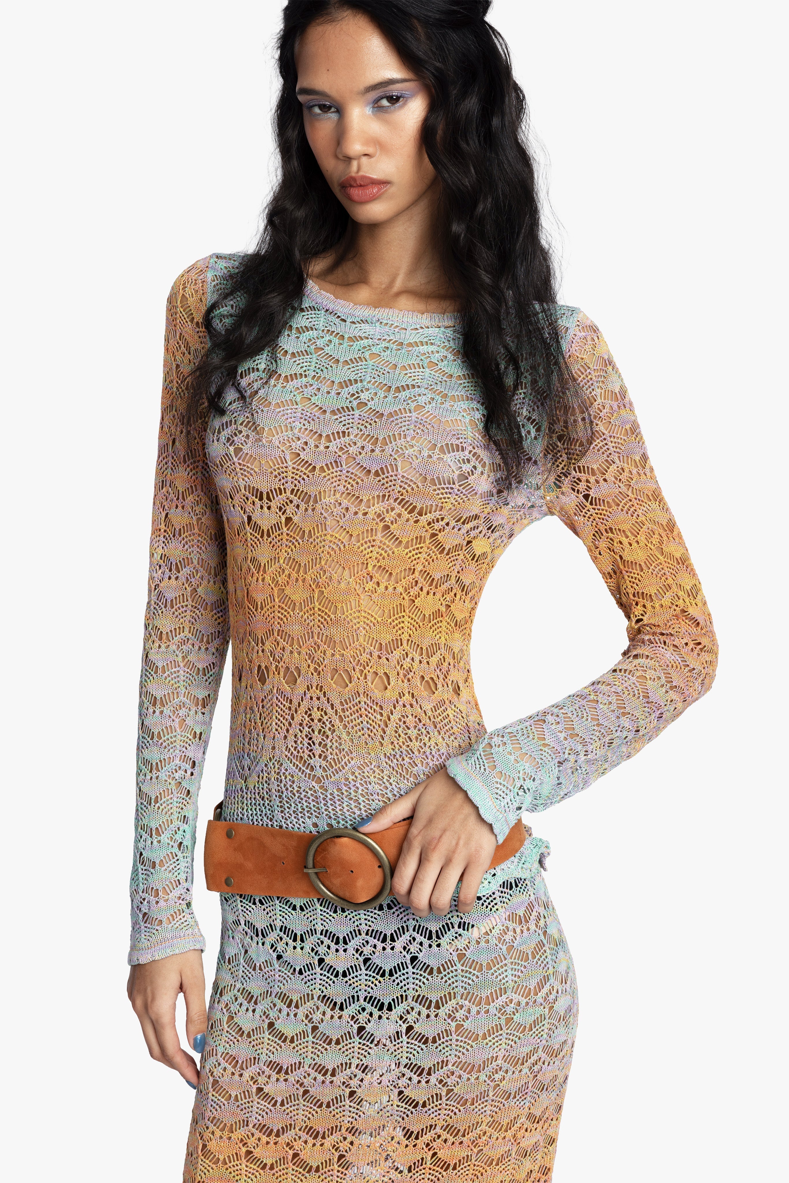 Ombre Space Dye Crochet Top - Sunset - Anna Sui Sale