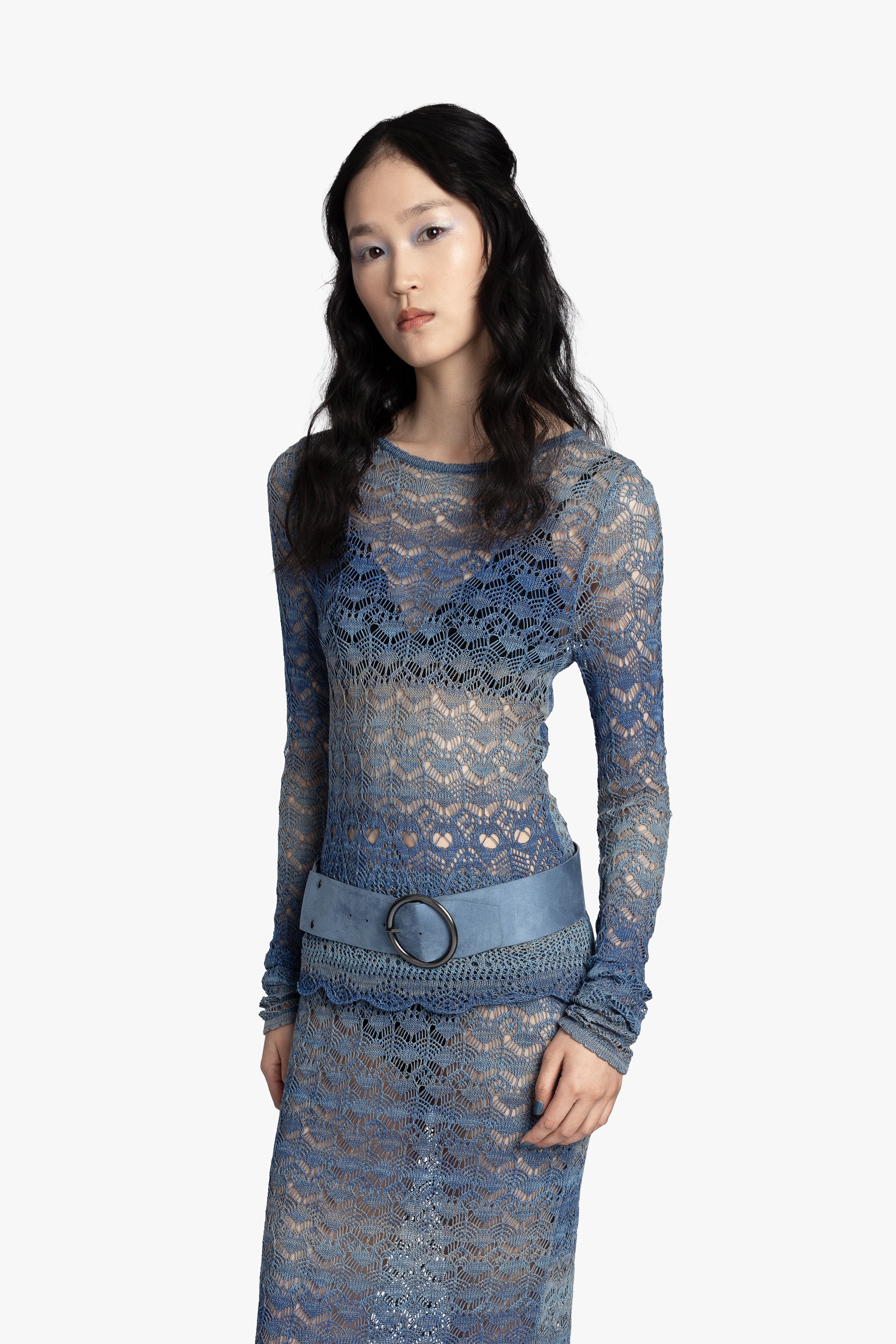 Ombre Space Dye Crochet Top - Twilight - Anna Sui US