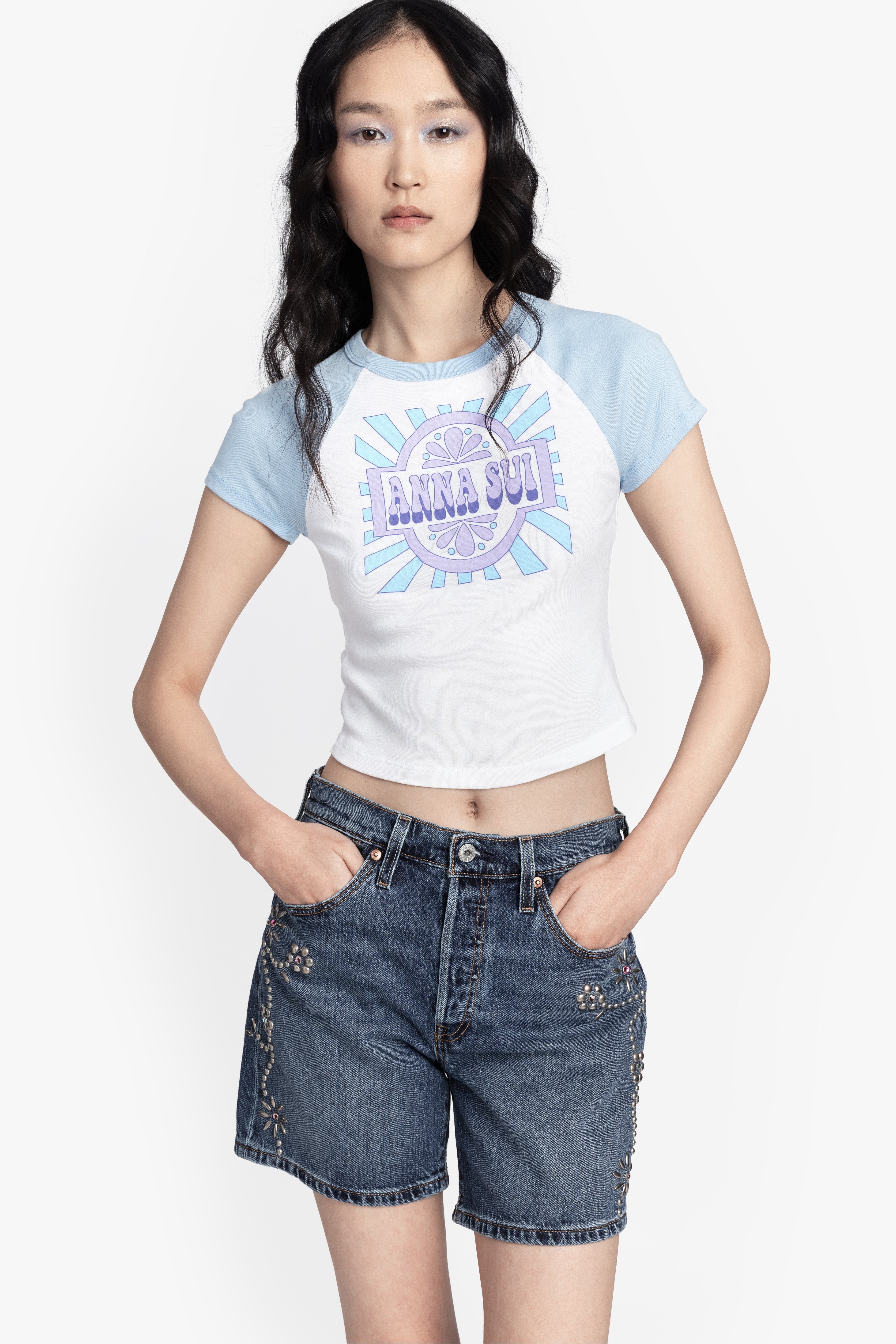 Studded Denim Shorts - Anna Sui Outlet