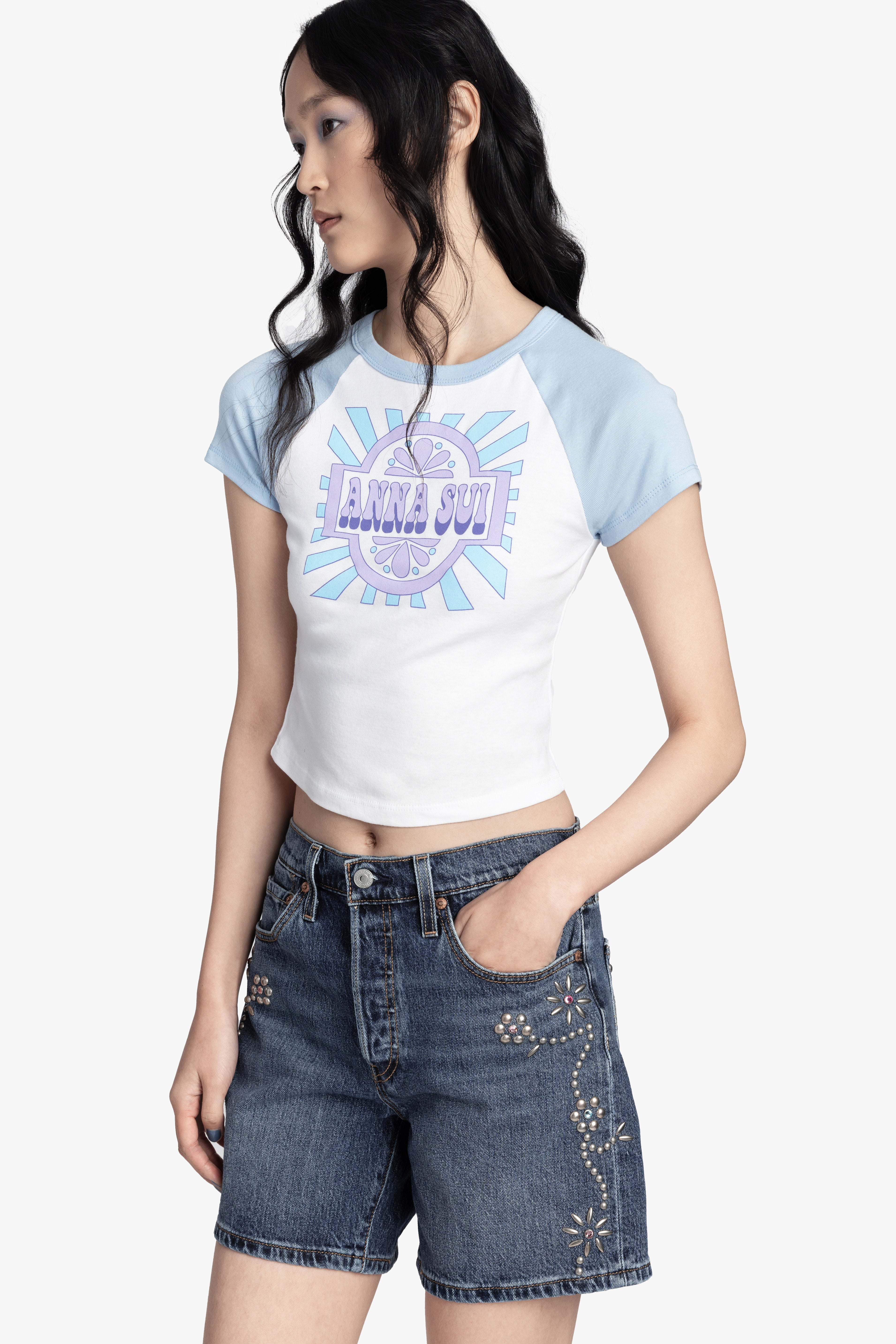 Studded Denim Shorts - Anna Sui Outlet