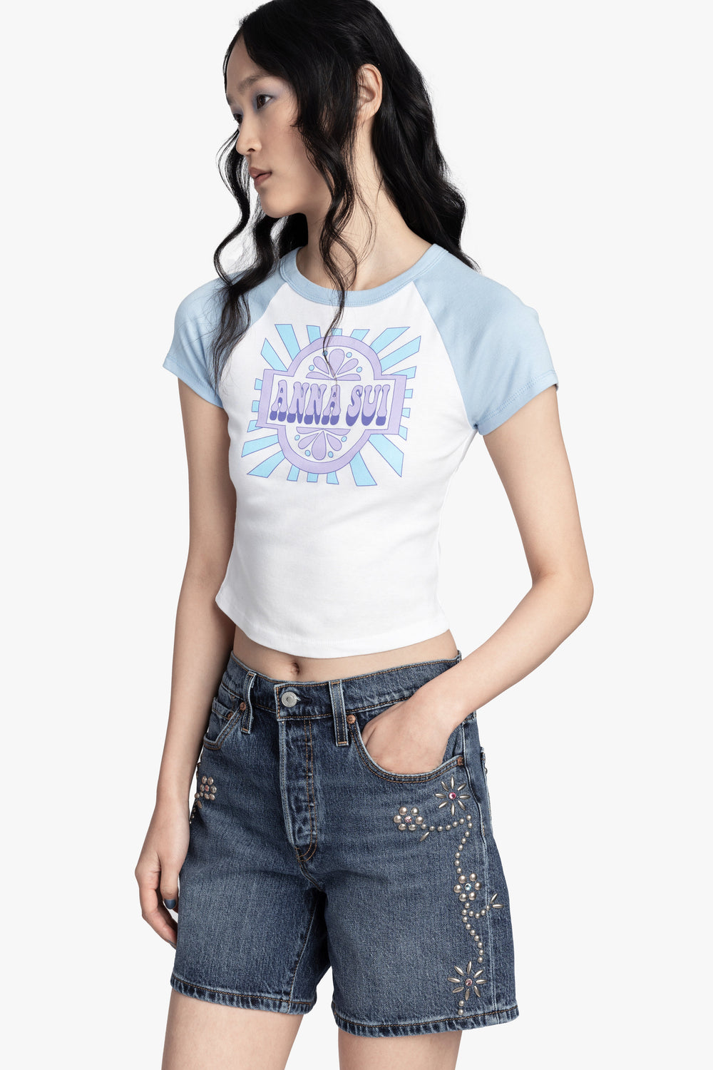Studded Denim Shorts - Anna Sui Outlet
