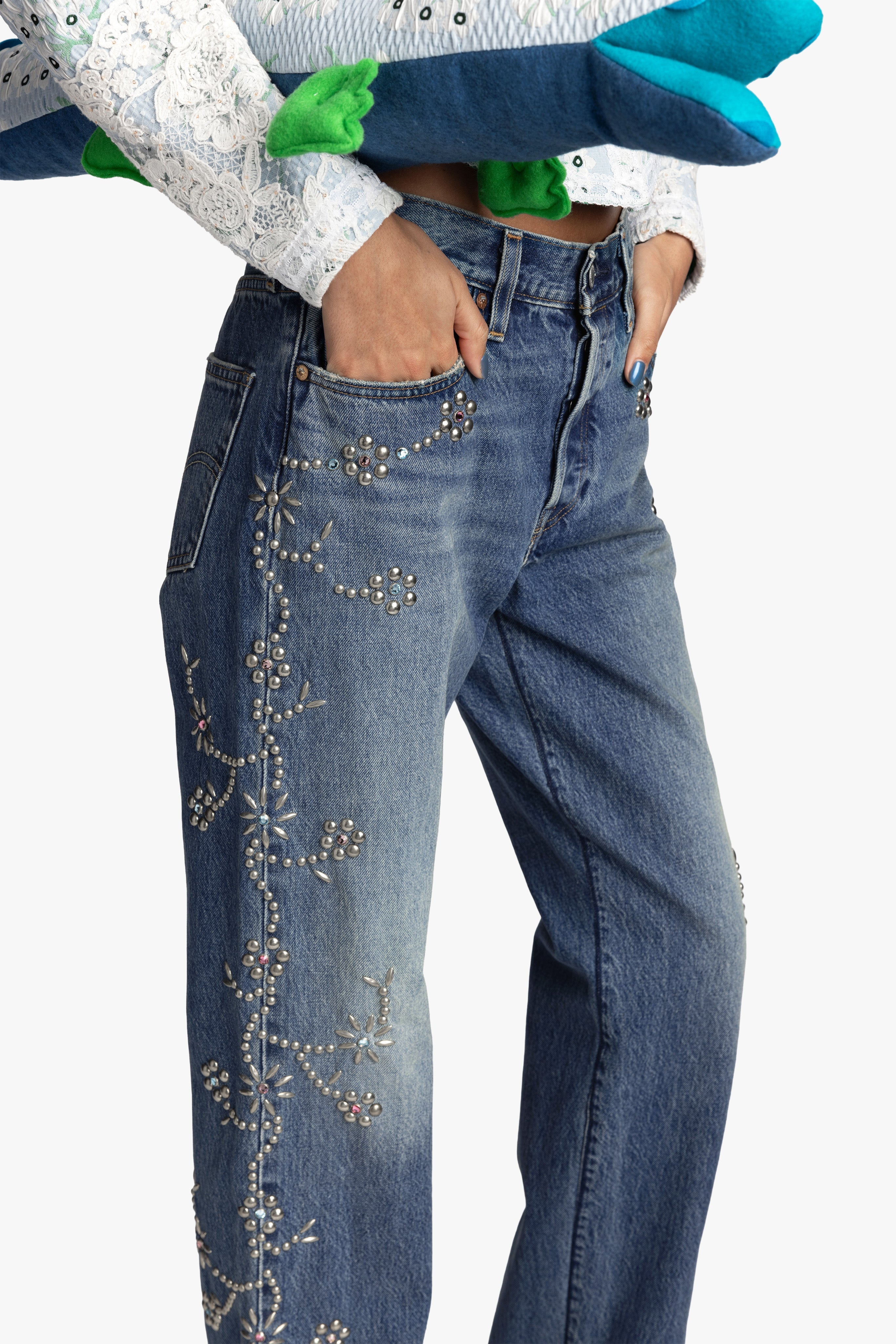 Studded Denim Jeans - Anna Sui US