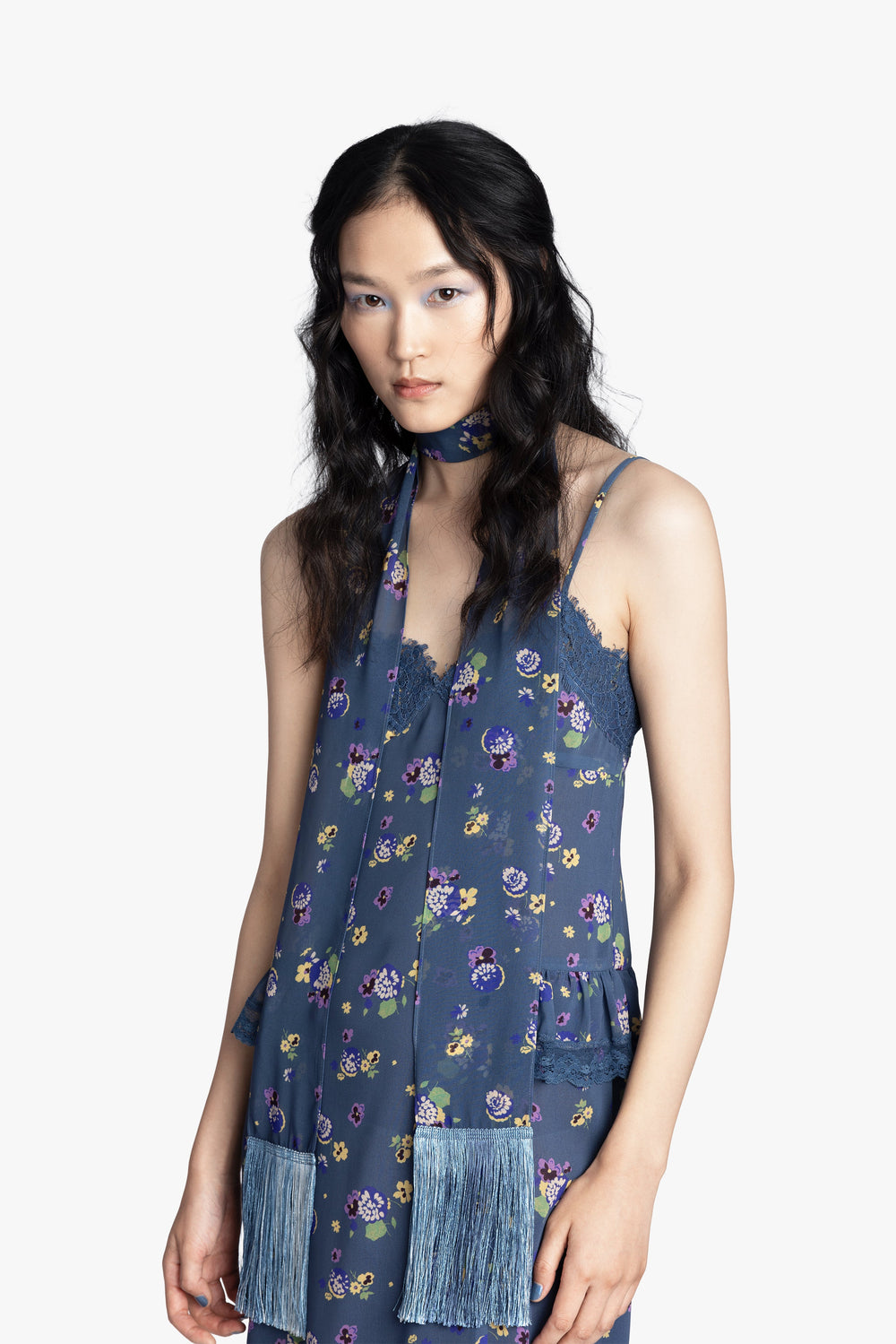 Night Blooming Chiffon Fringe Scarf - Anna Sui Online