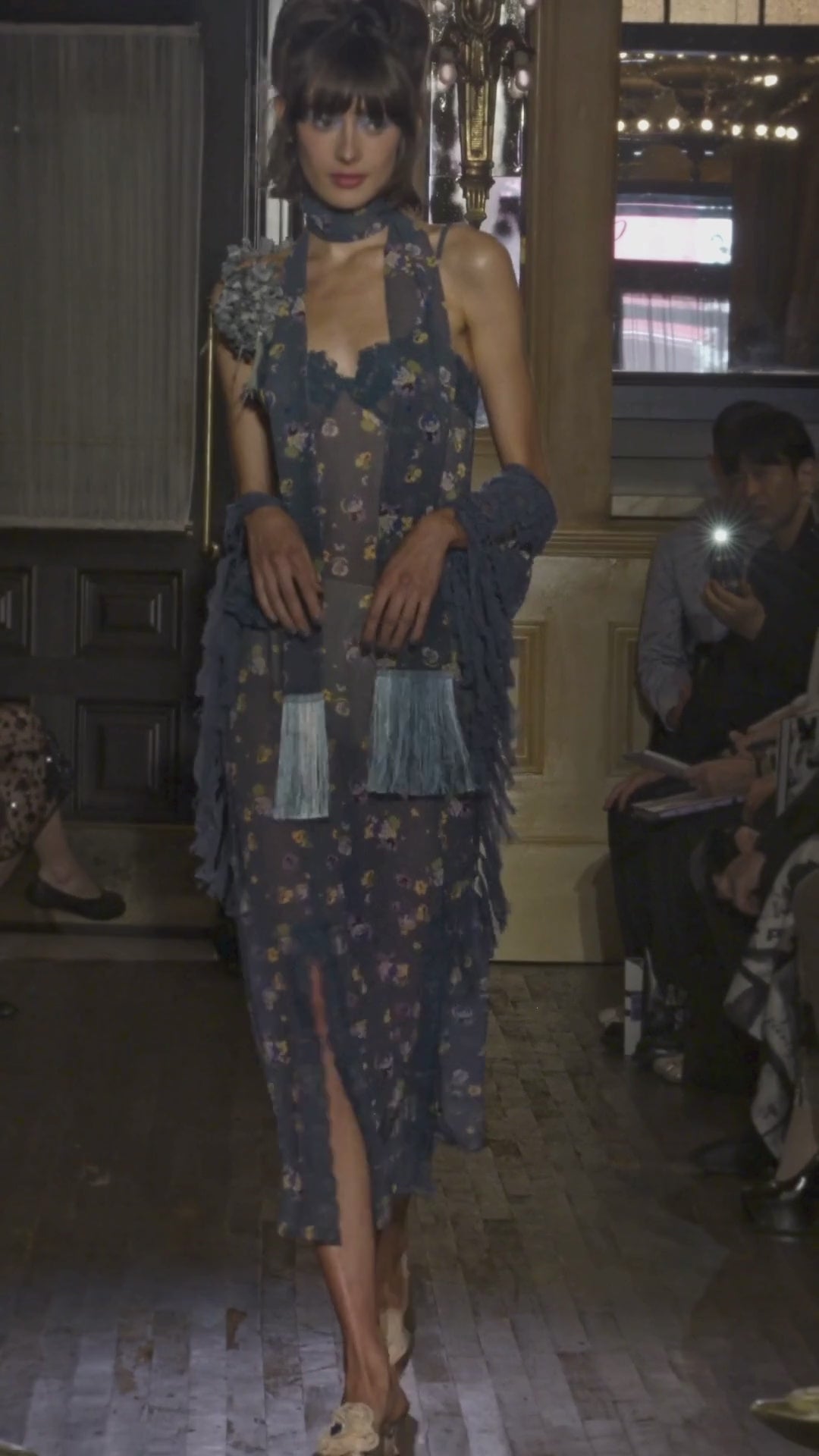 Night Blooming Chiffon Fringe Scarf - Anna Sui Online