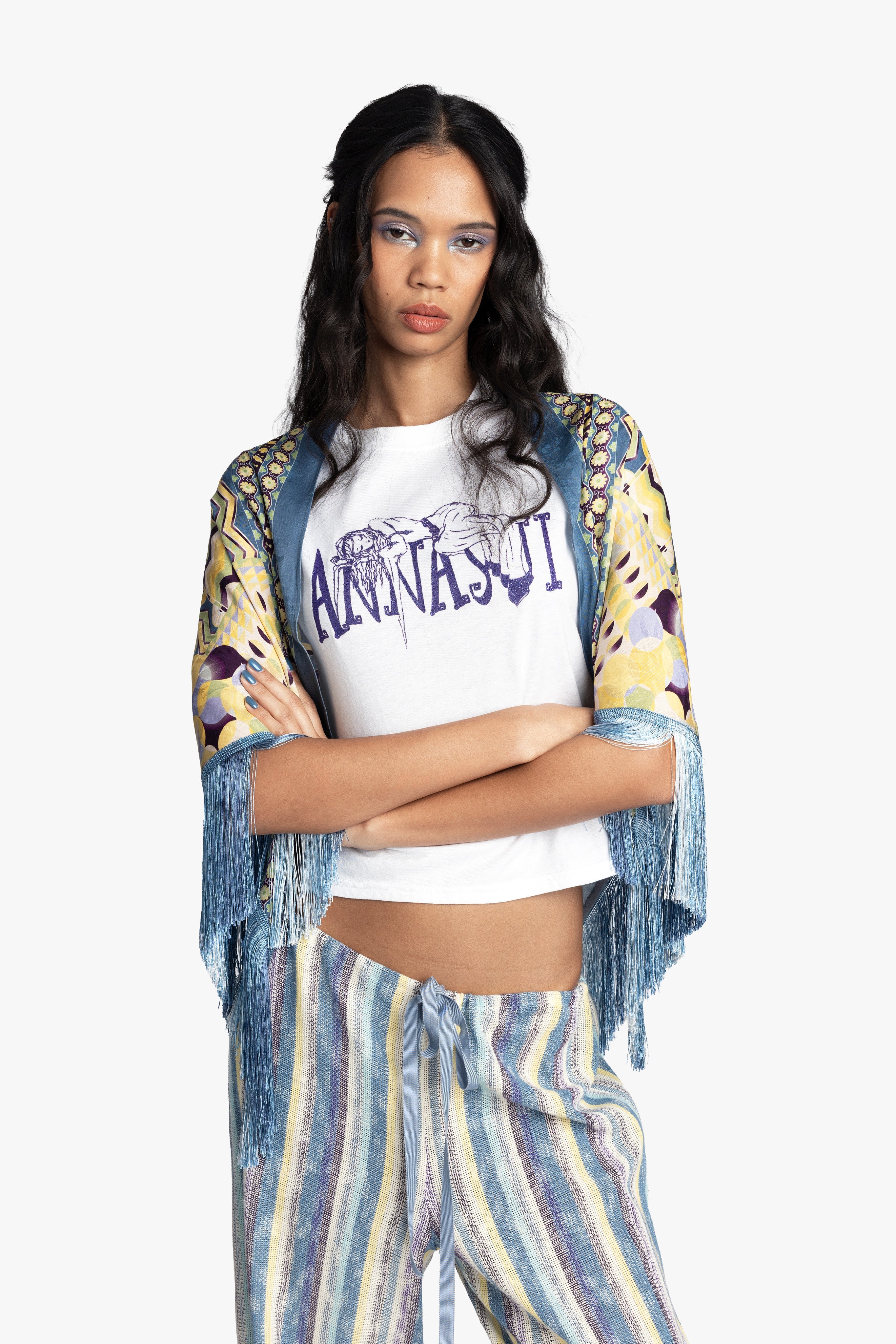 Pueblo Deco Border Fringe Shawl - Anna Sui US