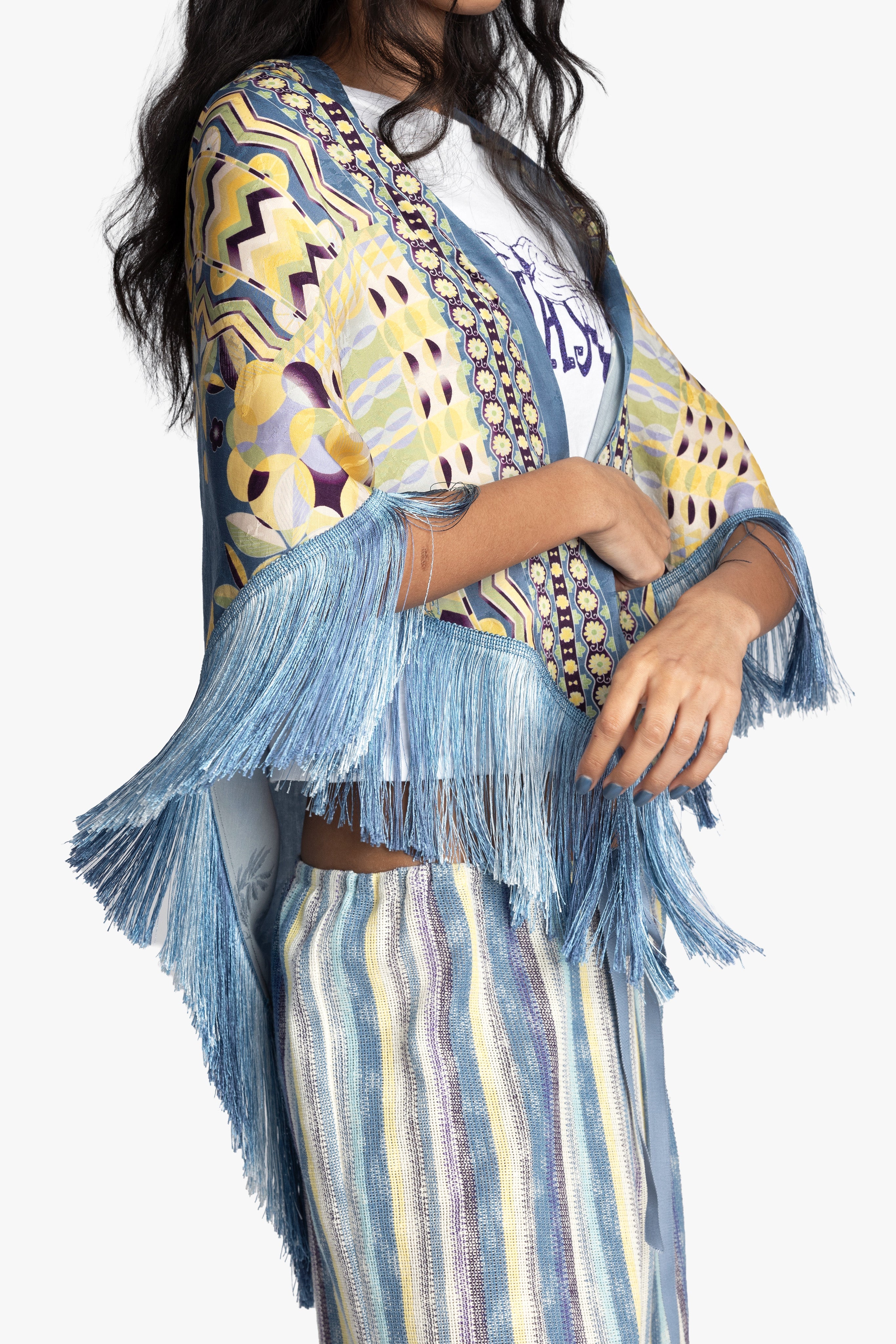 Pueblo Deco Border Fringe Shawl - Anna Sui US
