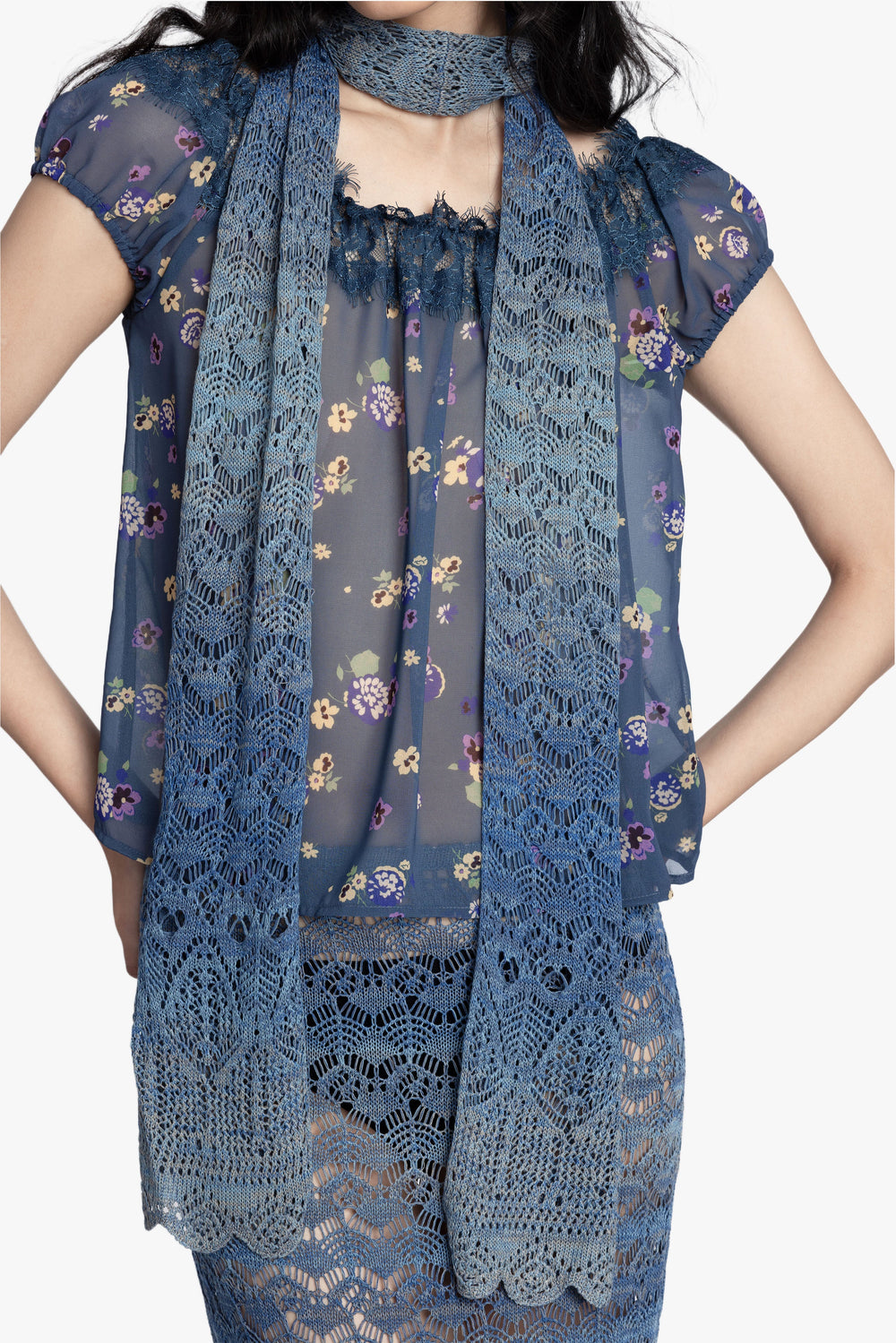 Ombre Space Dye Crochet Scarf - Twilight - Anna Sui Sale