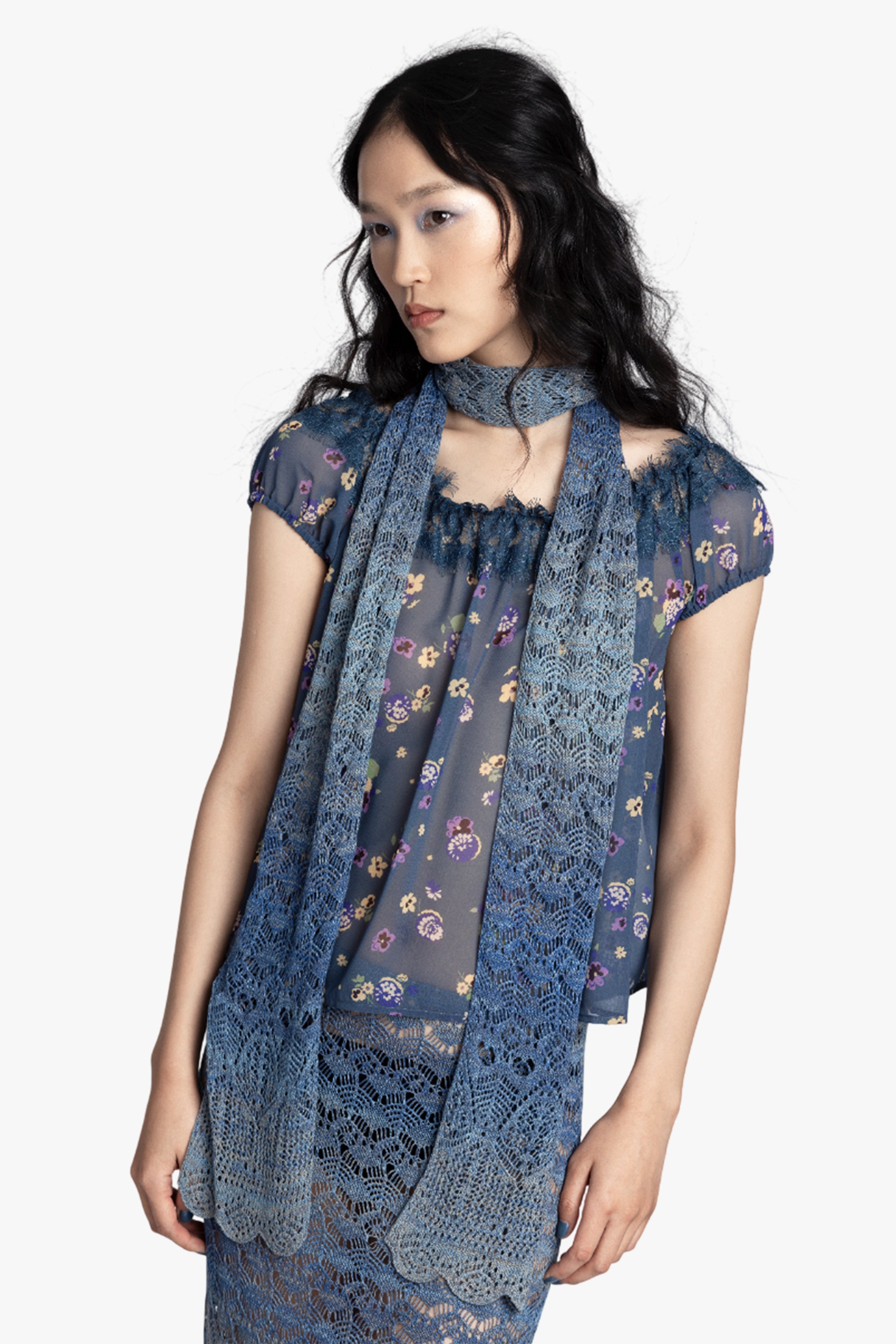 Ombre Space Dye Crochet Scarf - Twilight - Anna Sui Sale